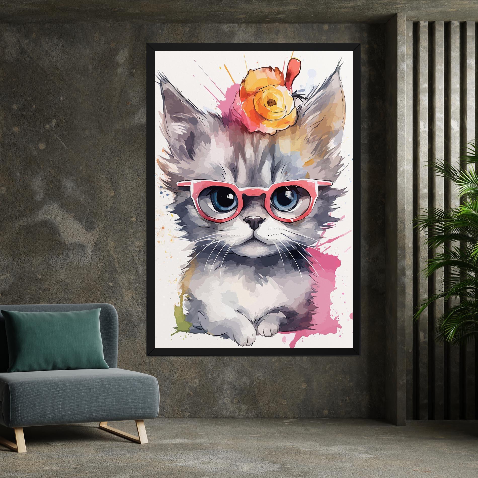 Tablou Canvas Adorable Grey Cat mockup 7