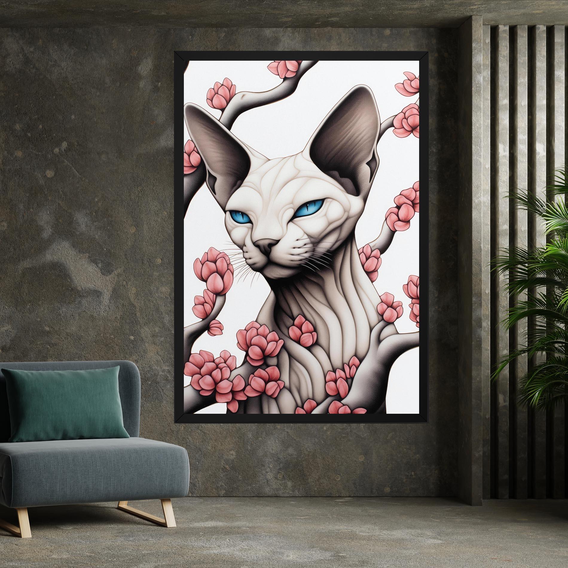 Tablou Canvas Blue Eyes Cat Drawing mockup 7