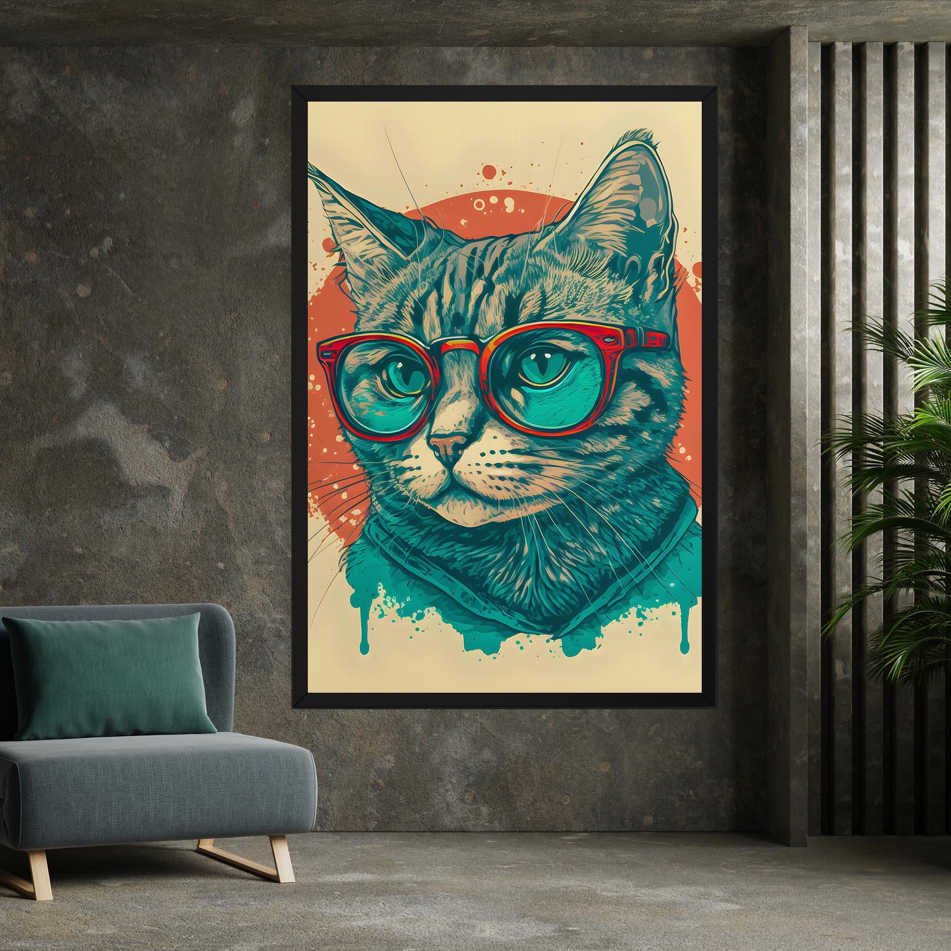 Tablou Canvas Red Glasses Cat mockup 7