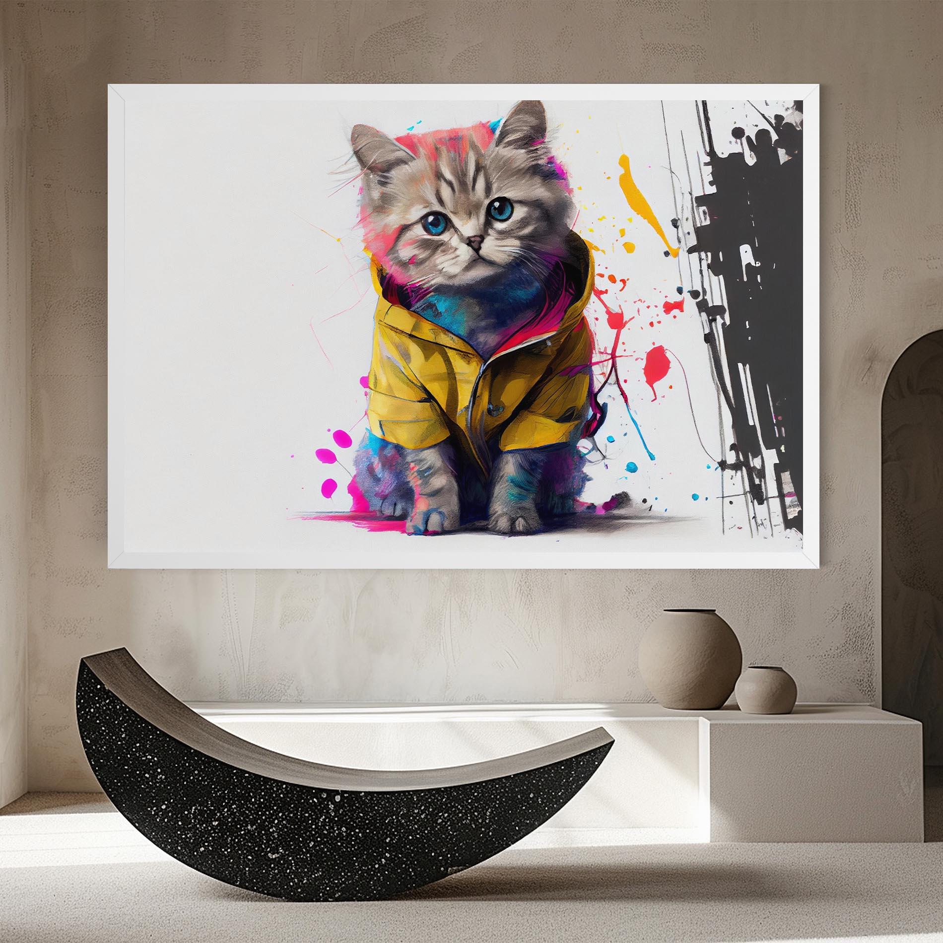 Tablou Canvas Fluffy Kitten With Clothes mockup 8