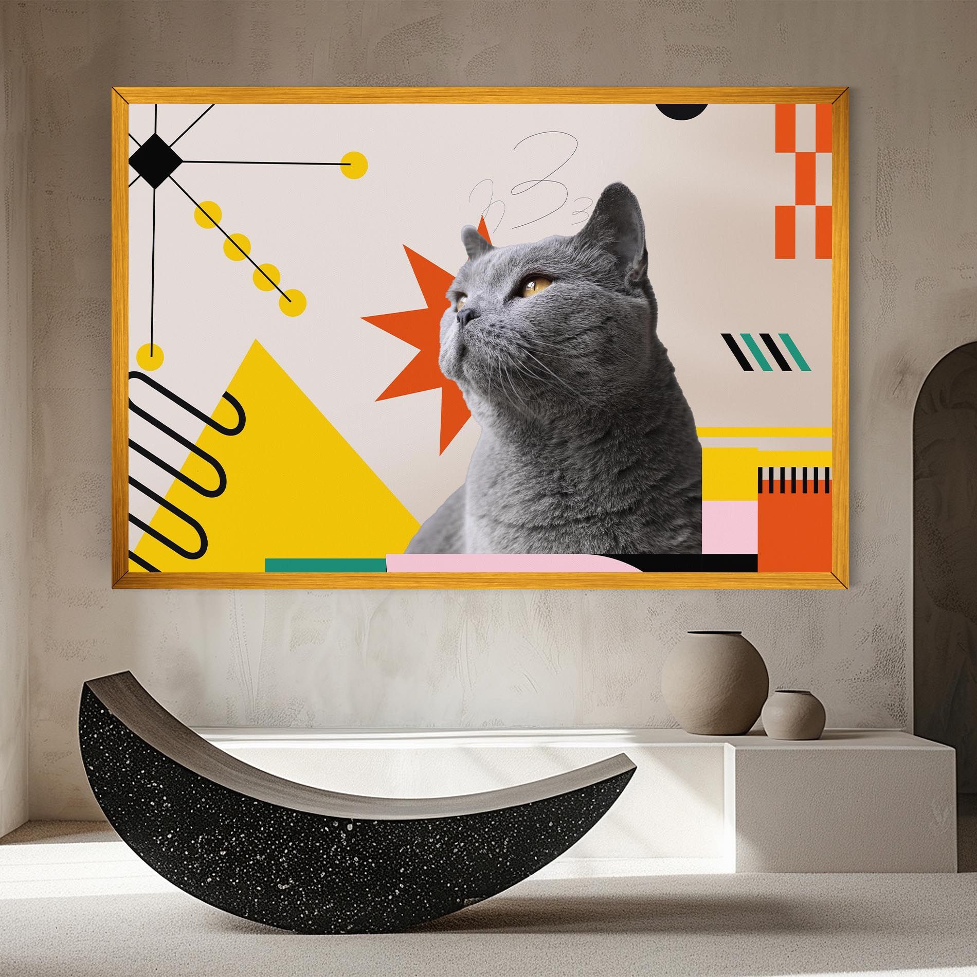 Colorful Graphic Cat mockup 8
