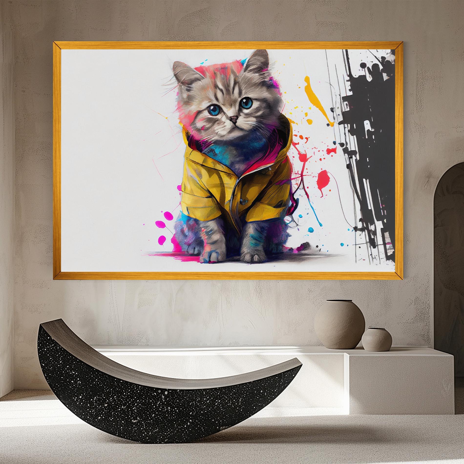 Tablou Canvas Fluffy Kitten With Clothes mockup 8
