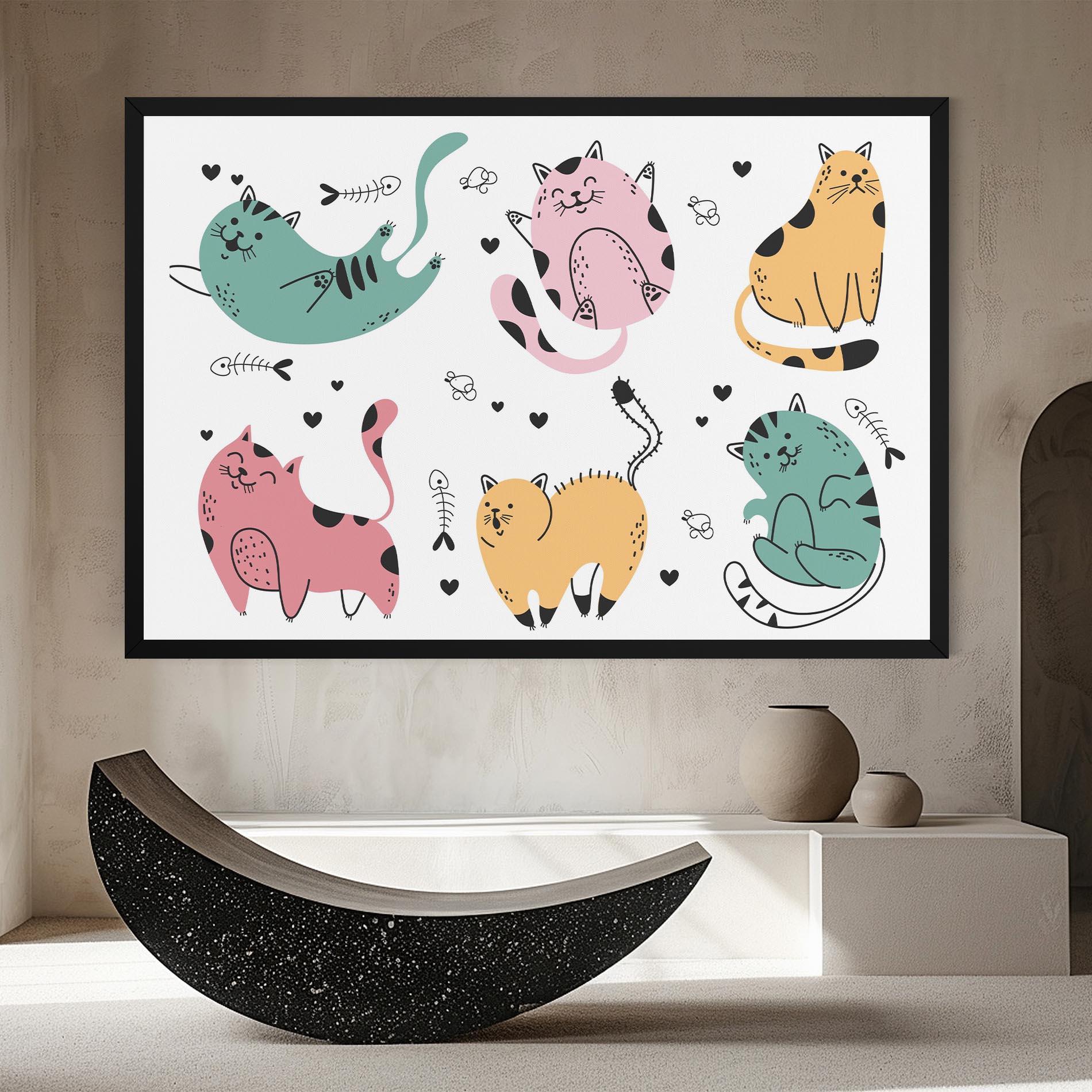 Tablou Canvas Doodle Cat mockup 8