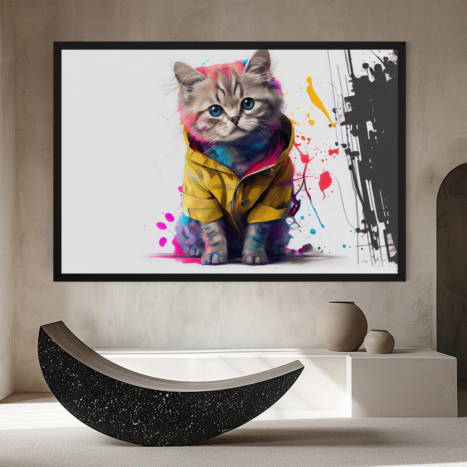 Tablou Canvas Fluffy Kitten With Clothes mockup 8