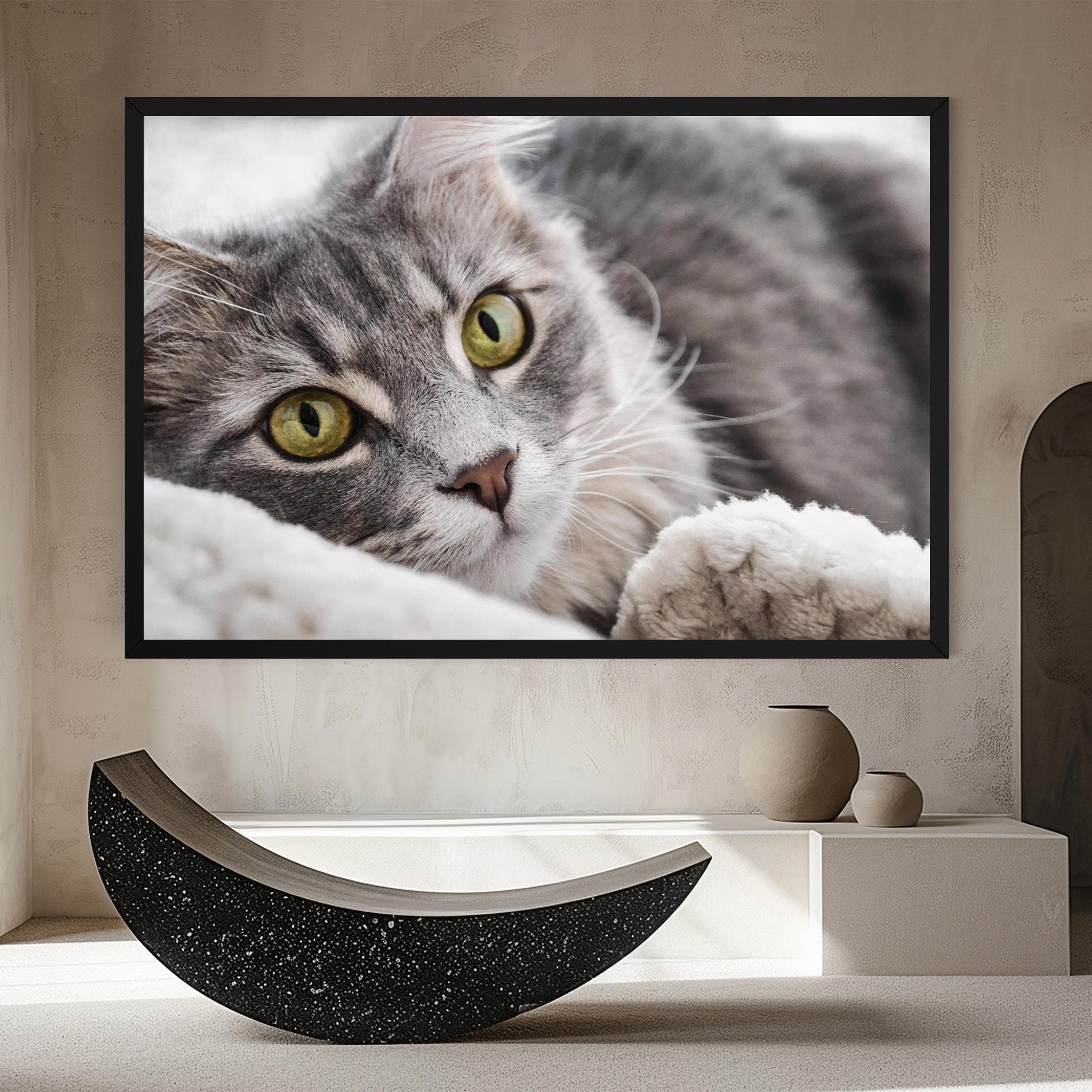 Grey Fluffy Cat mockup 8
