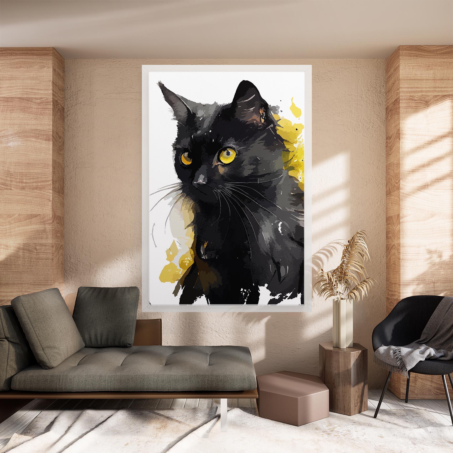 Tablou Canvas Beautiful Black Cat mockup 8