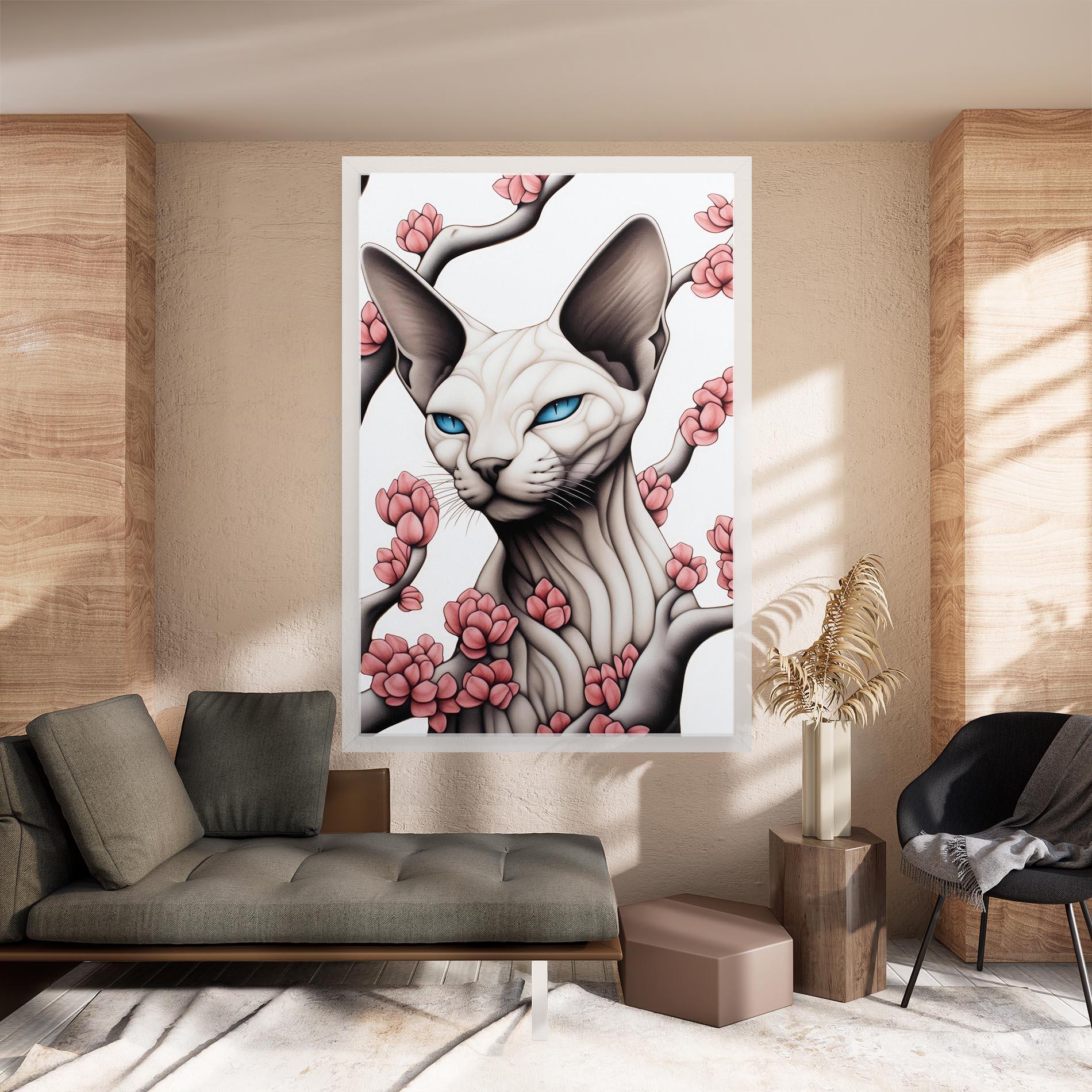 Tablou Canvas Blue Eyes Cat Drawing mockup 8