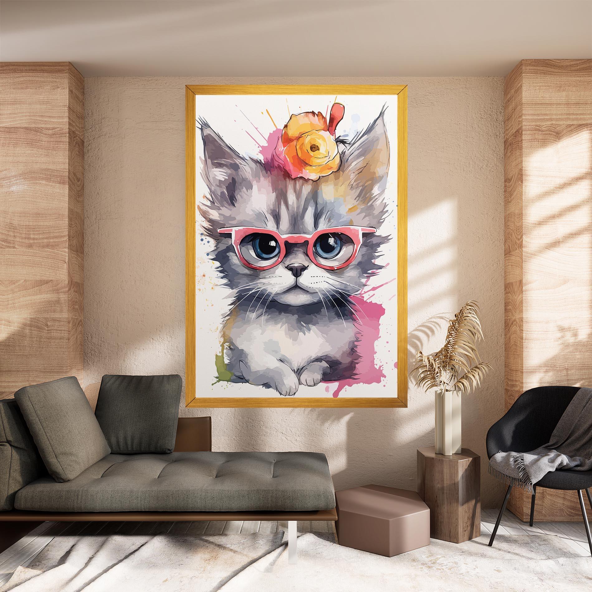 Tablou Canvas Adorable Grey Cat mockup 8