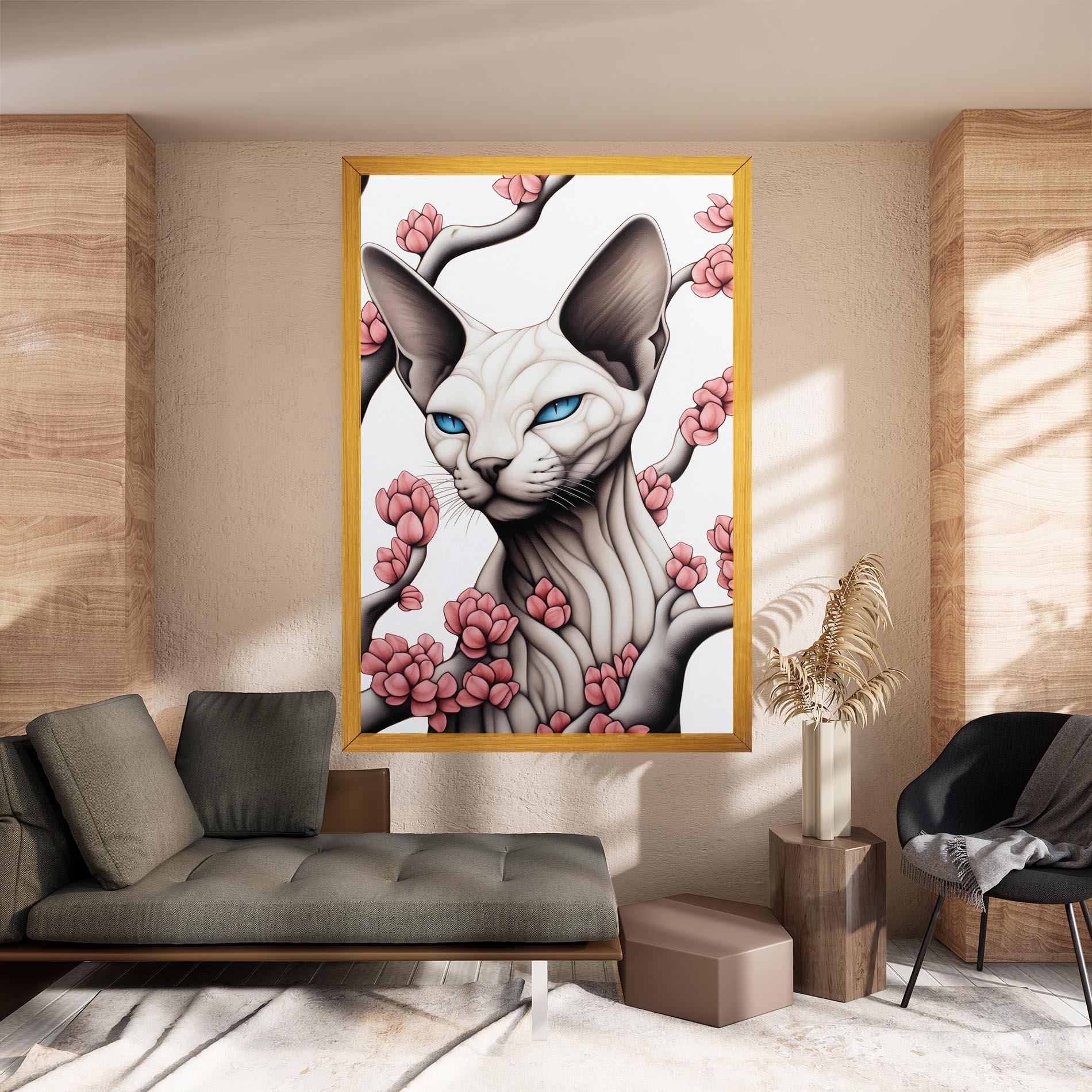 Tablou Canvas Blue Eyes Cat Drawing mockup 8