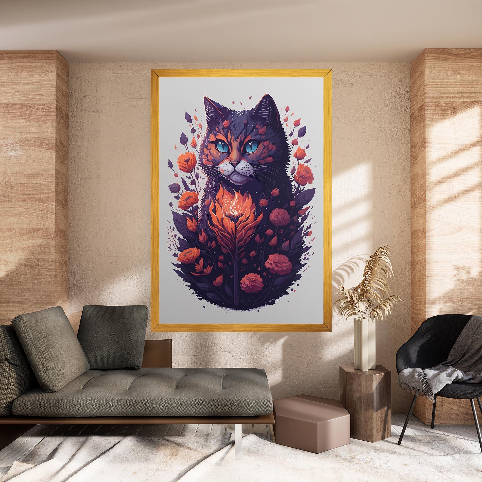 Tablou Canvas Fire Cat mockup 8