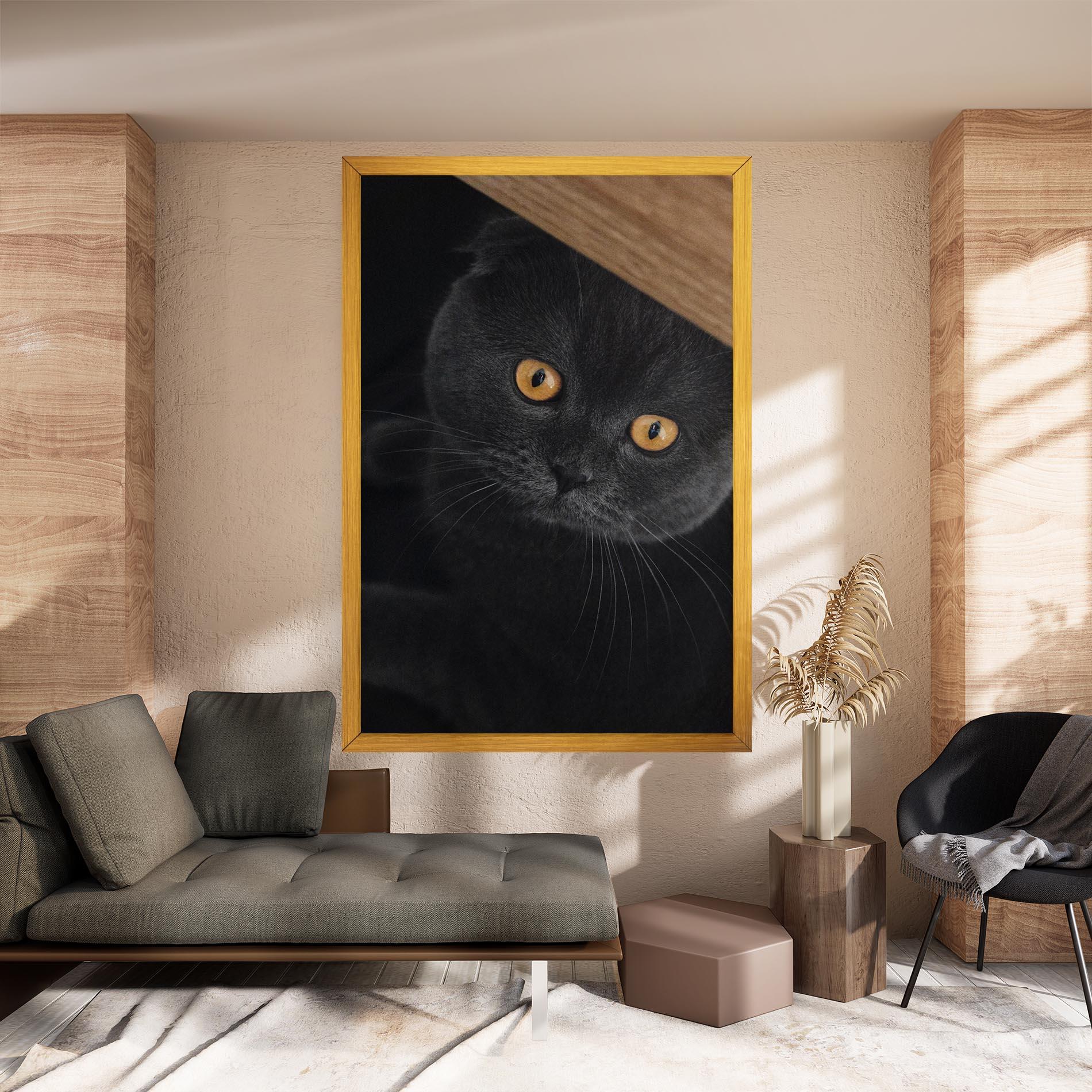 Tablou Canvas Grey Cat With Orange Eyes mockup 8