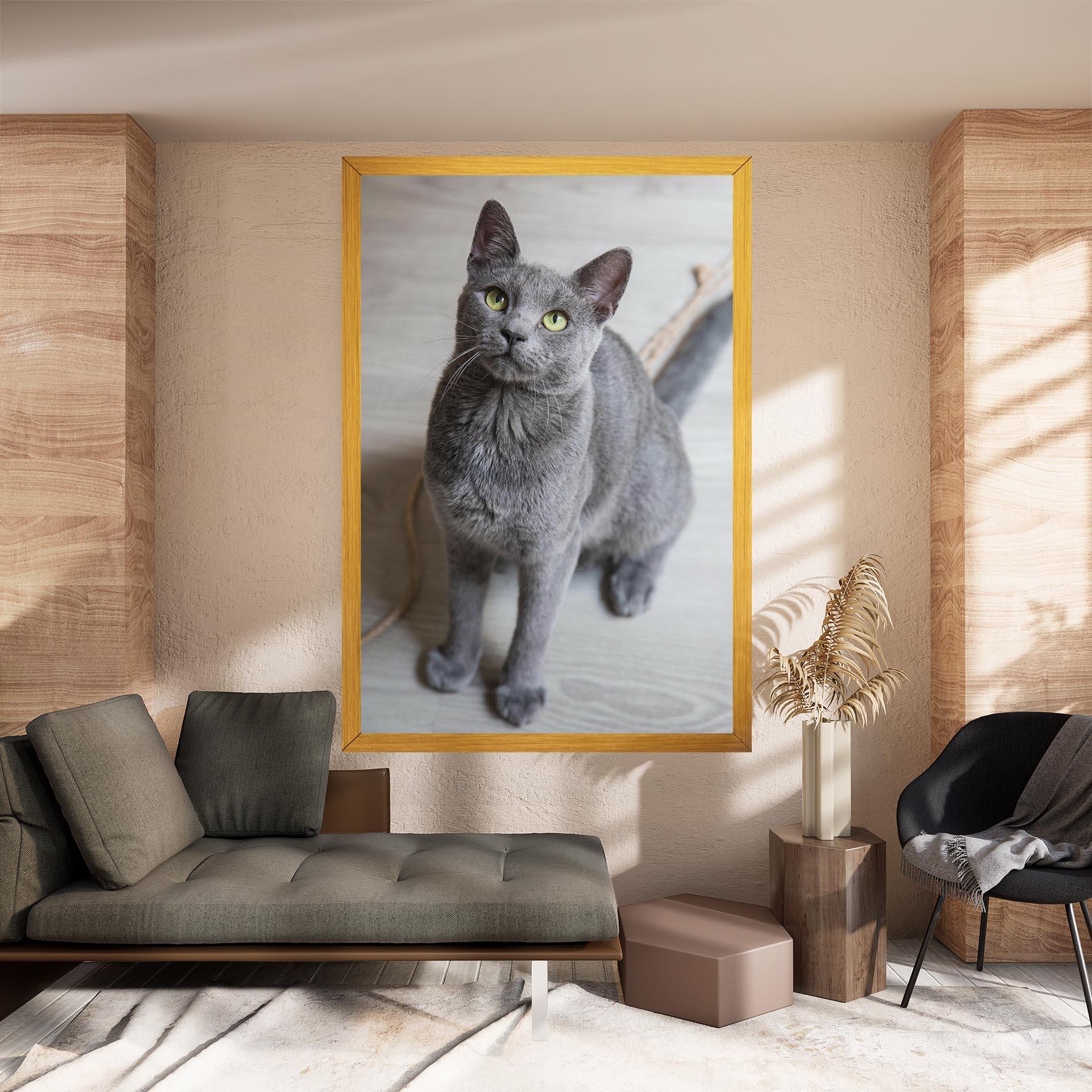 Tablou Canvas Grey Green Cat Eyes mockup 8