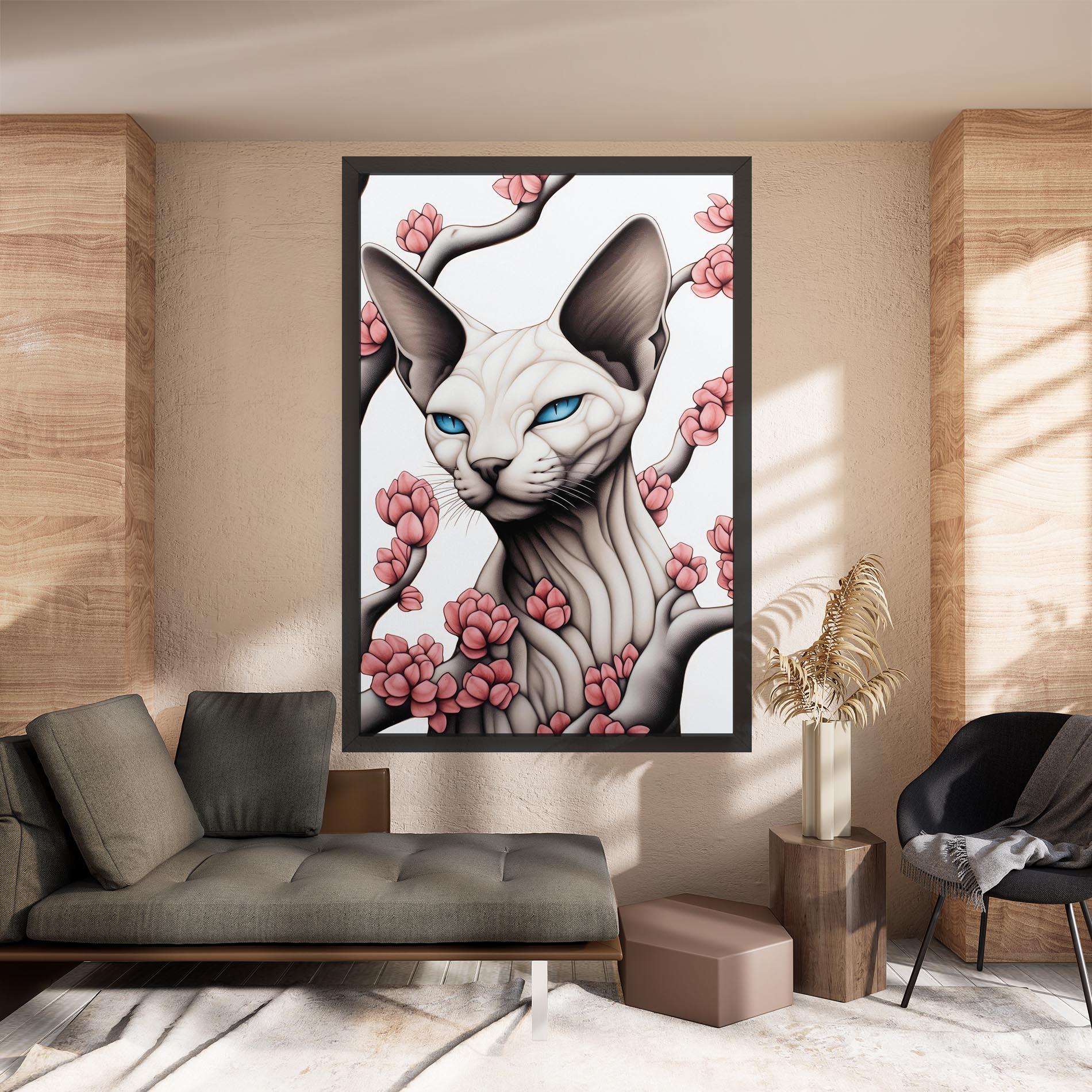 Tablou Canvas Blue Eyes Cat Drawing mockup 8