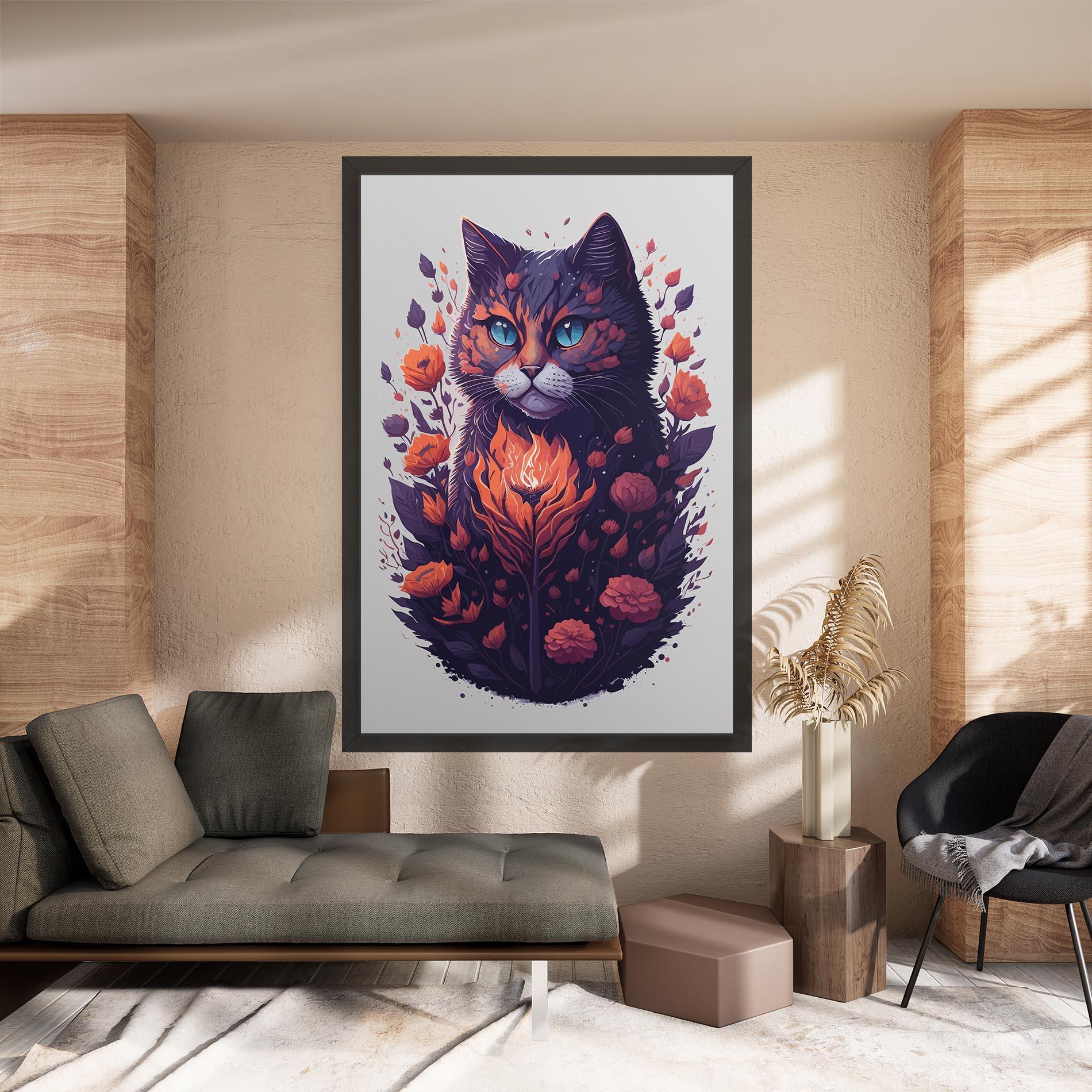 Tablou Canvas Fire Cat mockup 8