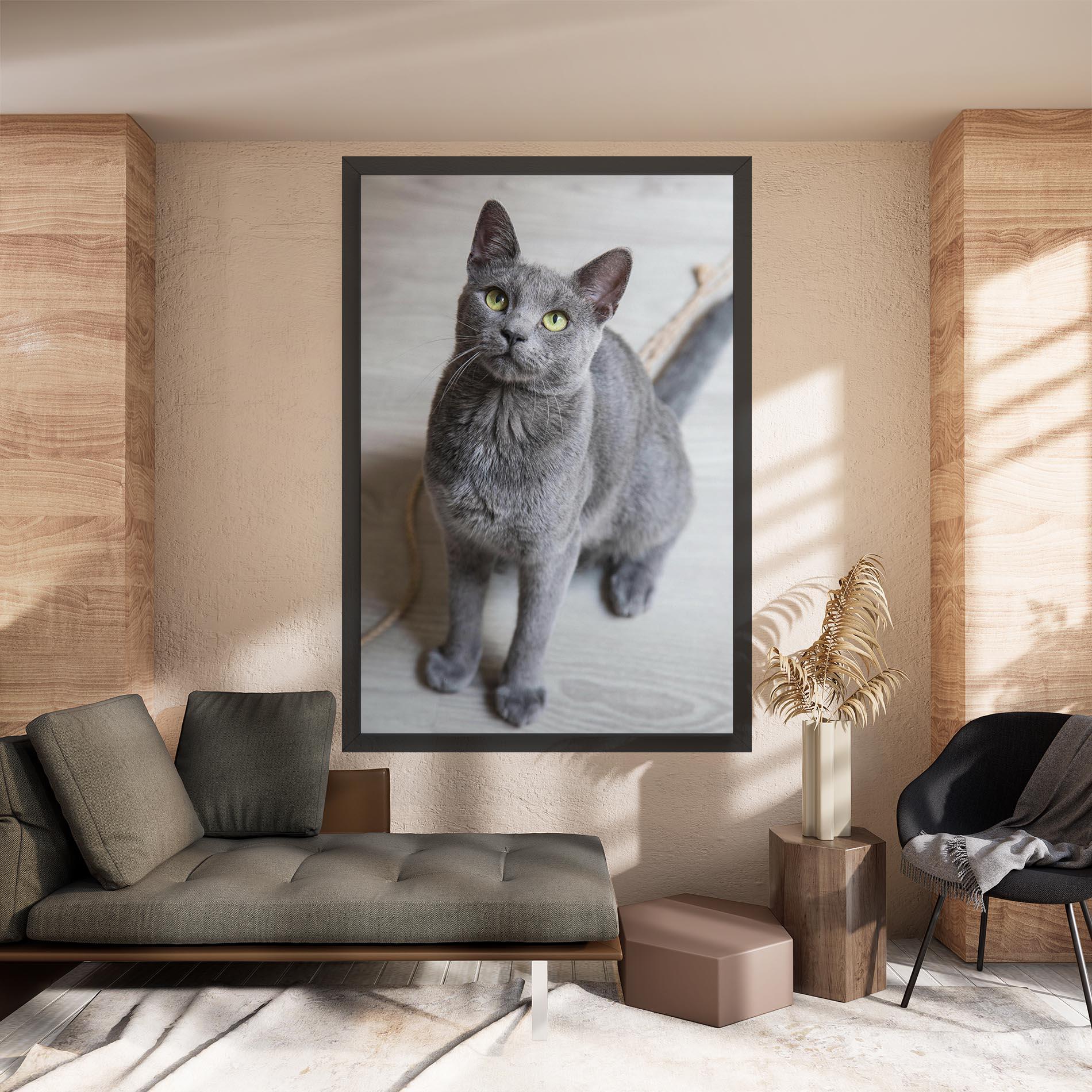 Tablou Canvas Grey Green Cat Eyes mockup 8