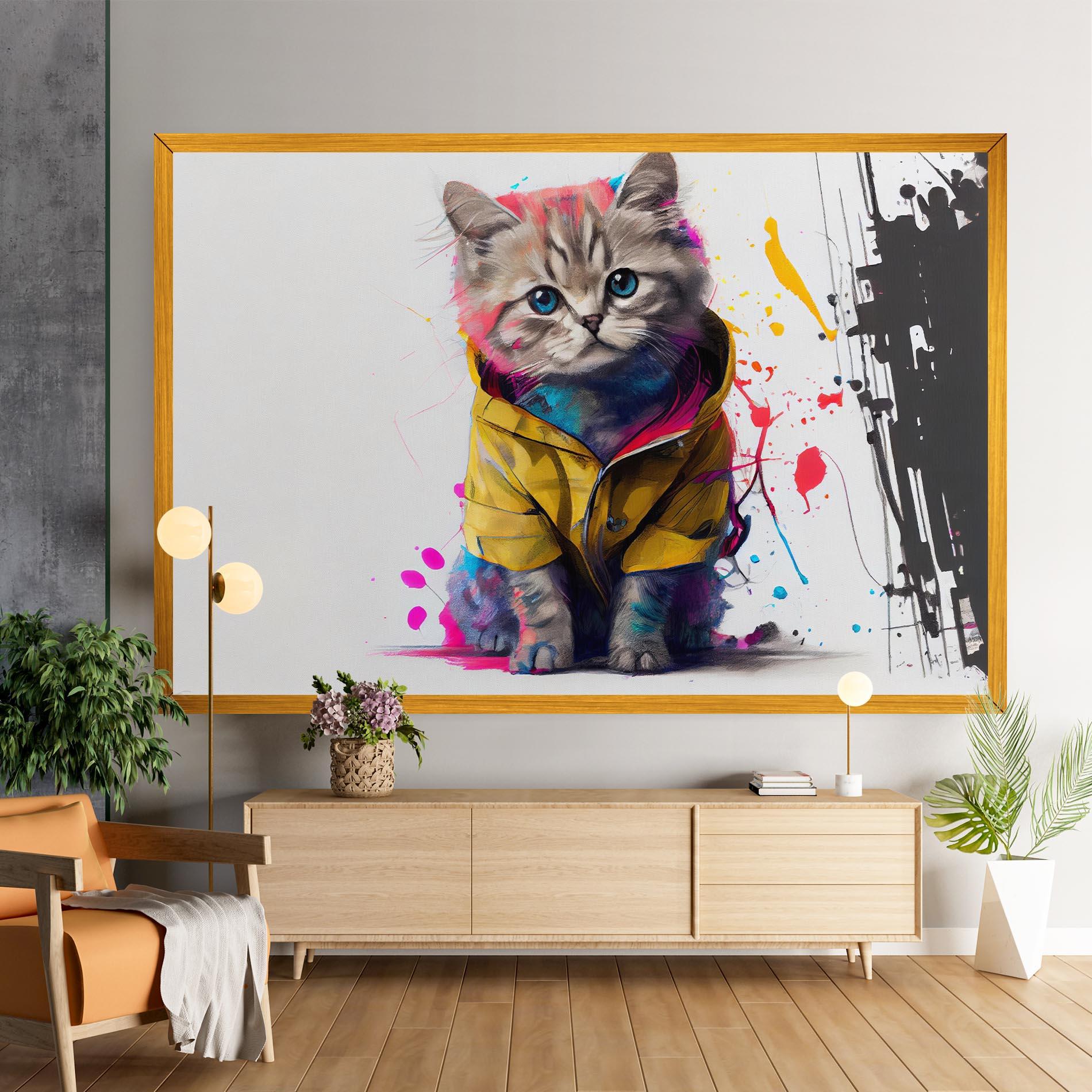 Tablou Canvas Fluffy Kitten With Clothes mockup 9