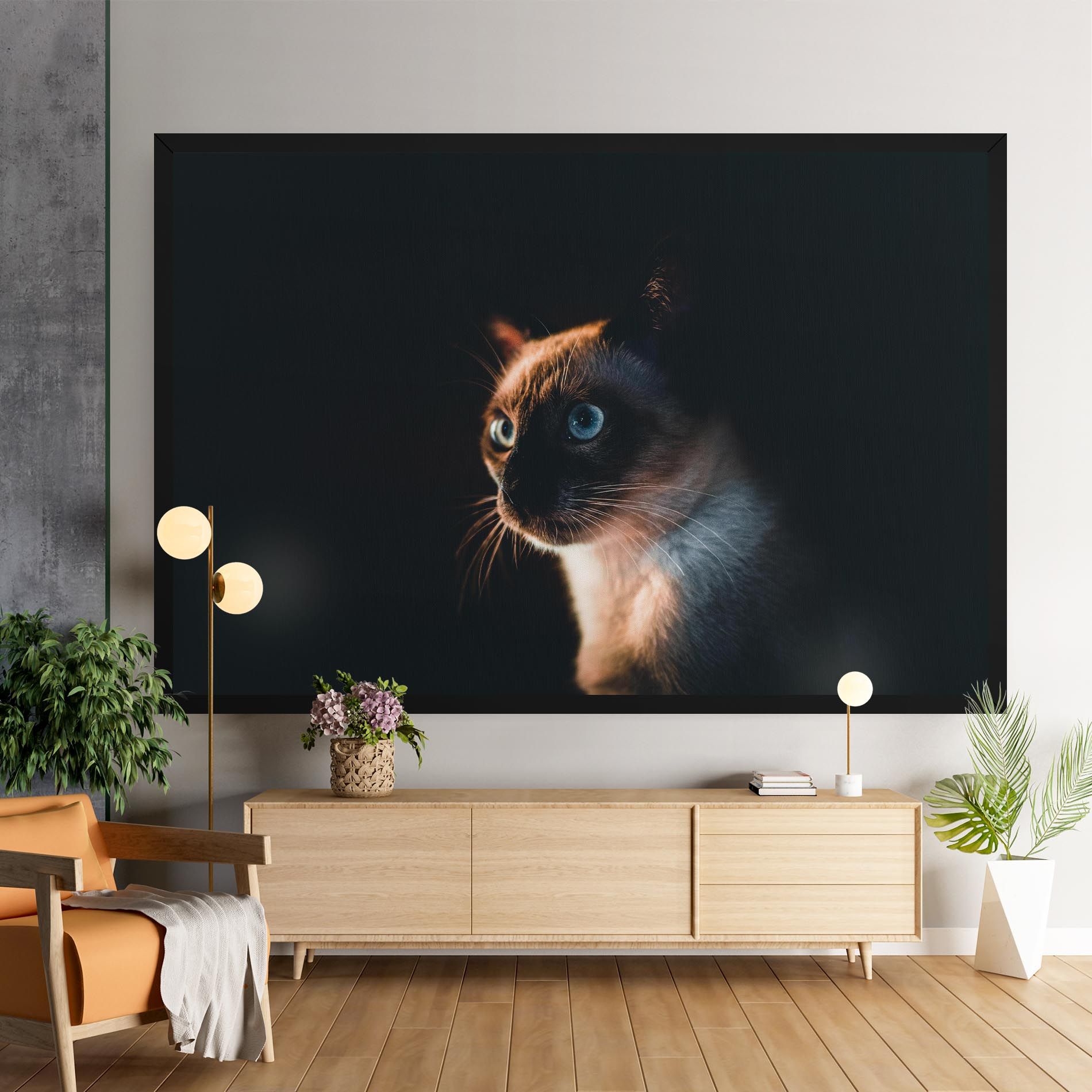 Blue Eyes Cat In Dark mockup 9