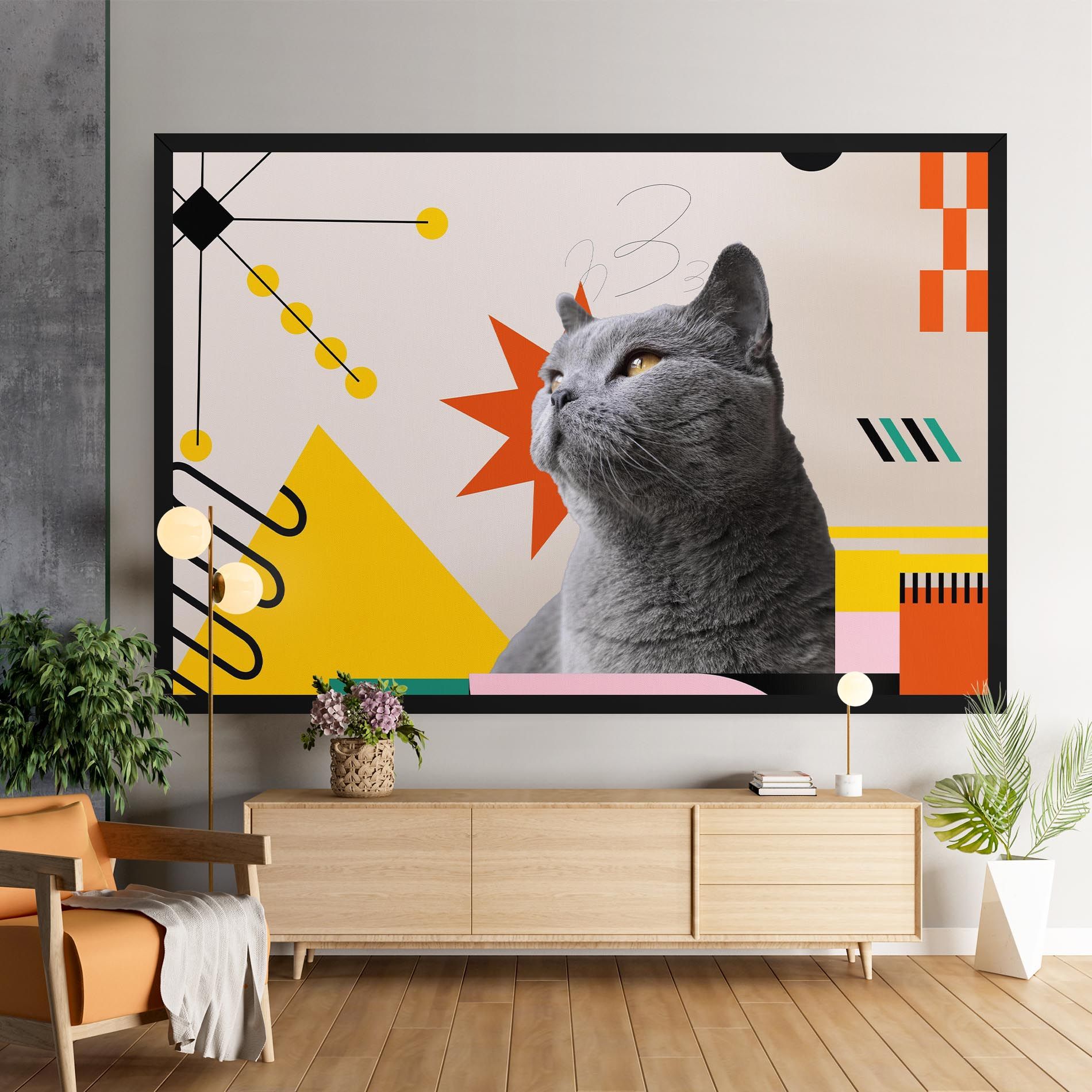 Colorful Graphic Cat mockup 9