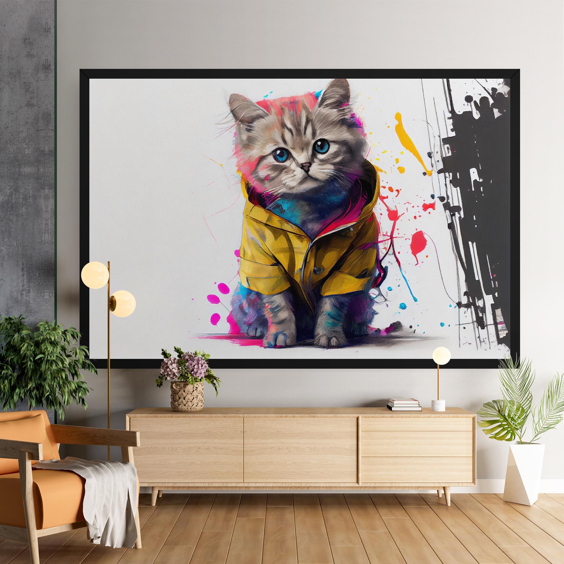 Tablou Canvas Fluffy Kitten With Clothes mockup 9
