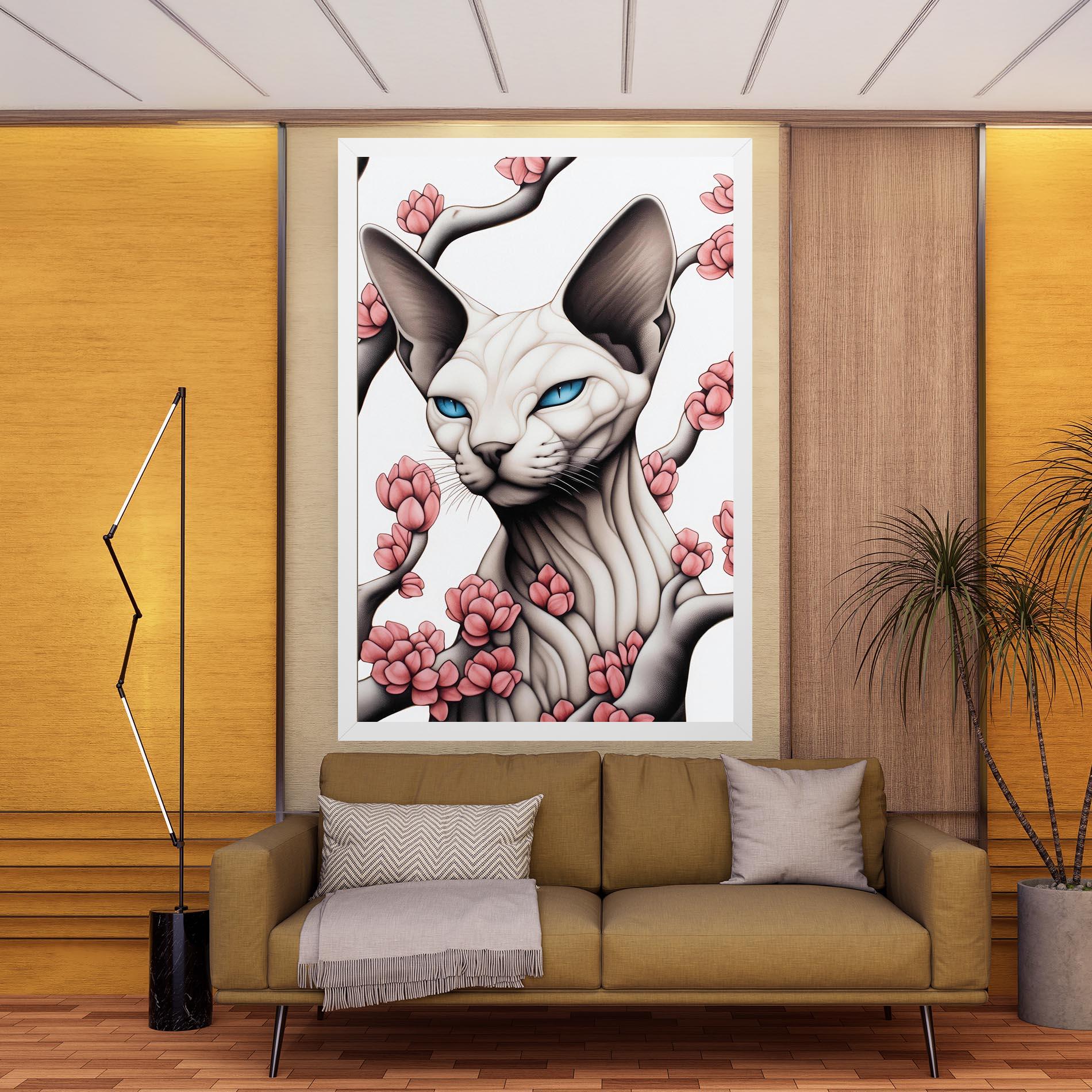 Tablou Canvas Blue Eyes Cat Drawing mockup 9
