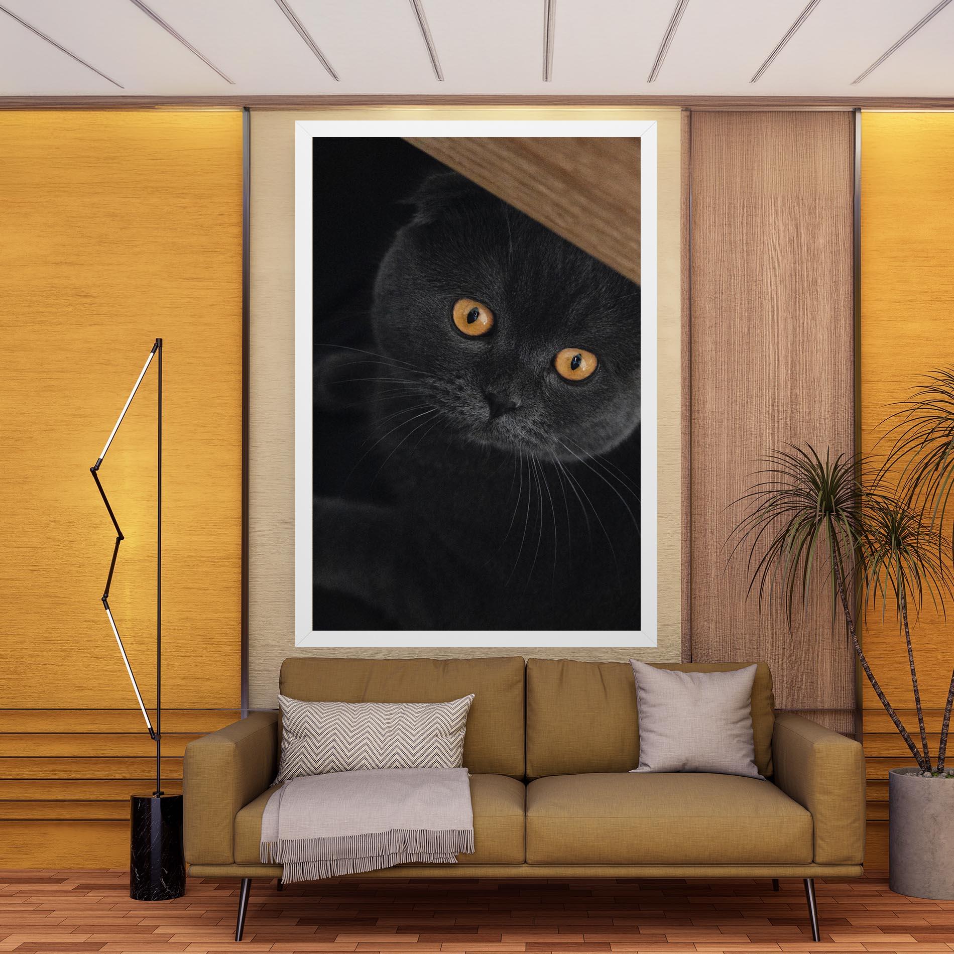Tablou Canvas Grey Cat With Orange Eyes mockup 9