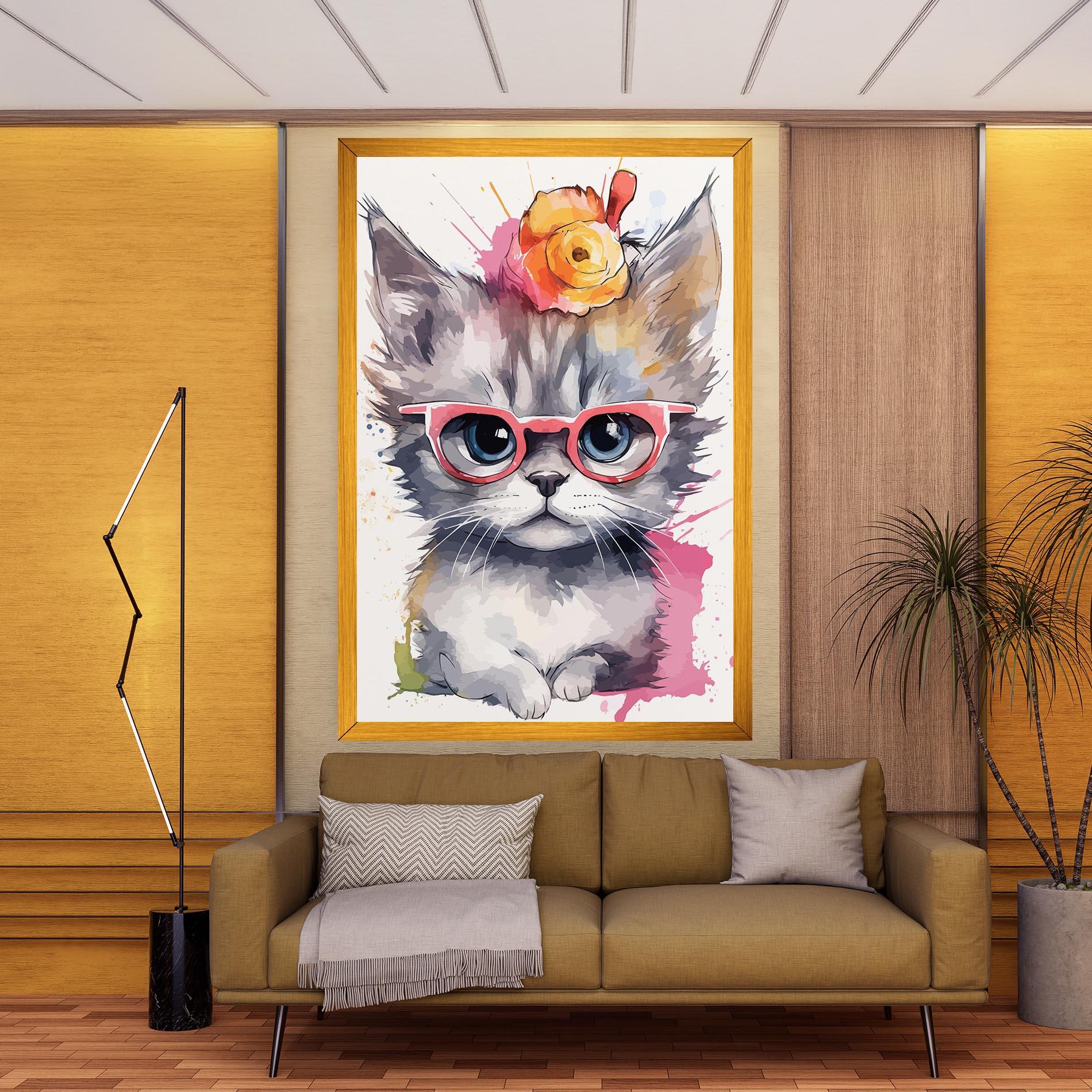Tablou Canvas Adorable Grey Cat mockup 9