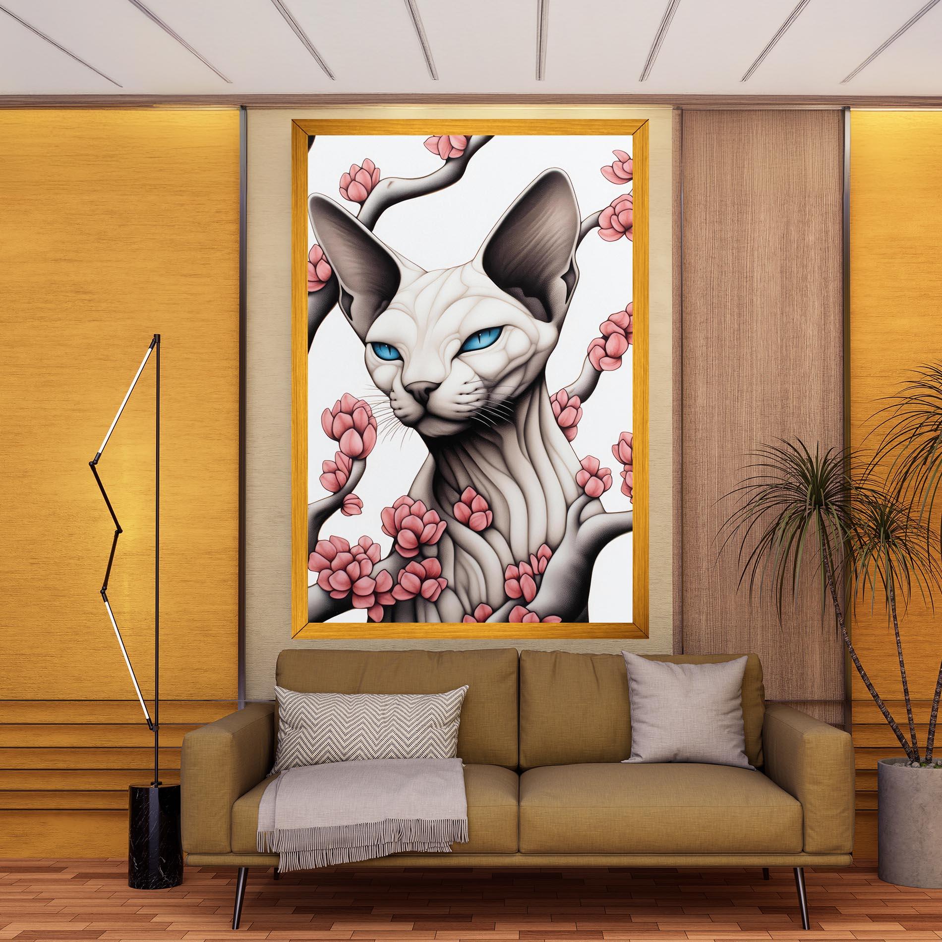 Tablou Canvas Blue Eyes Cat Drawing mockup 9