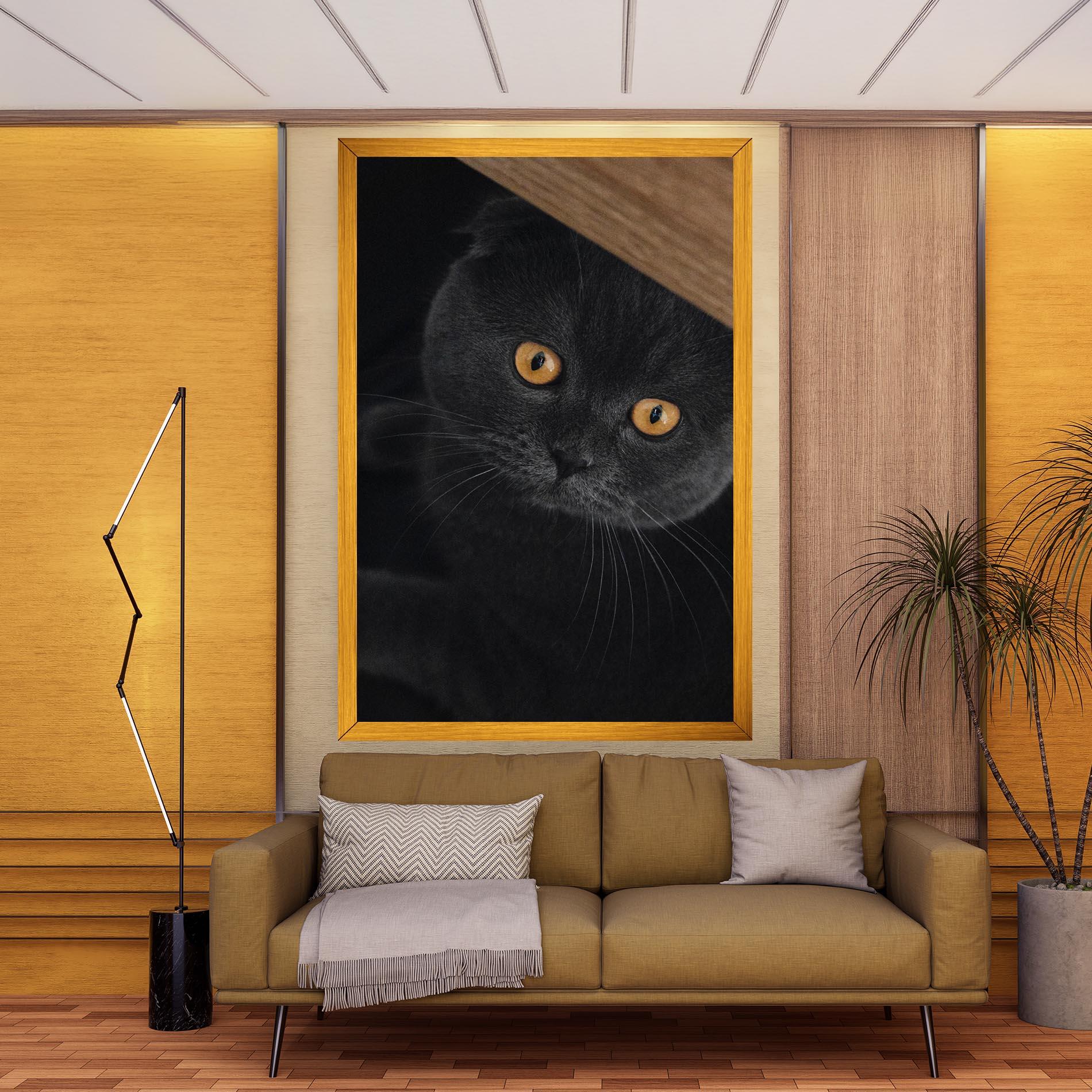 Tablou Canvas Grey Cat With Orange Eyes mockup 9