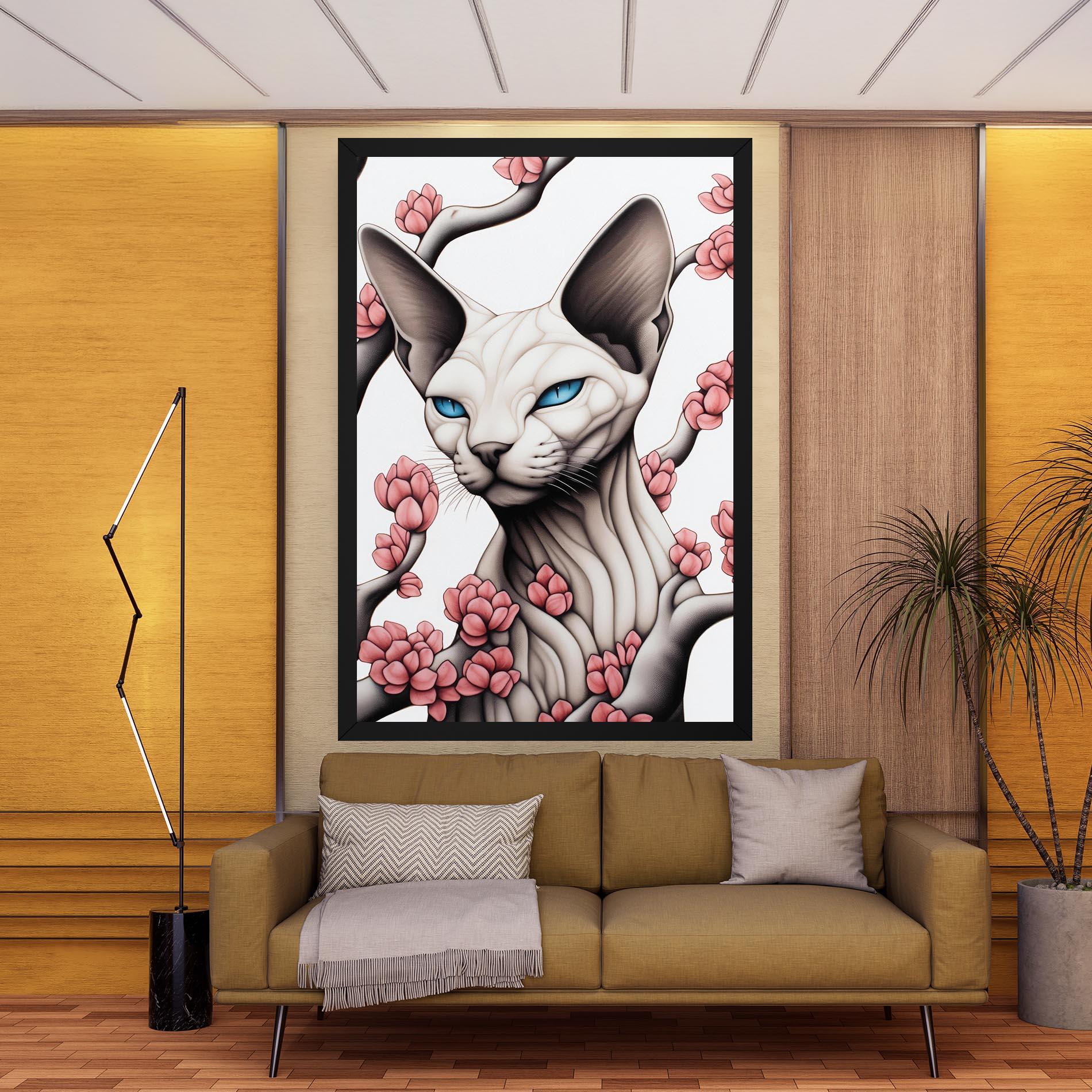 Tablou Canvas Blue Eyes Cat Drawing mockup 9