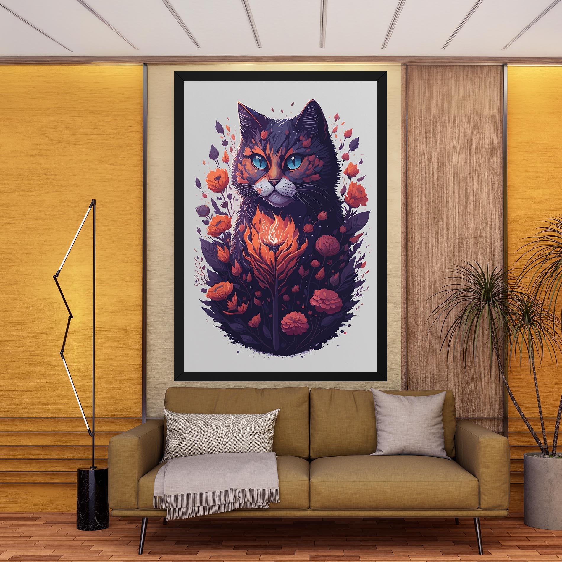 Tablou Canvas Fire Cat mockup 9