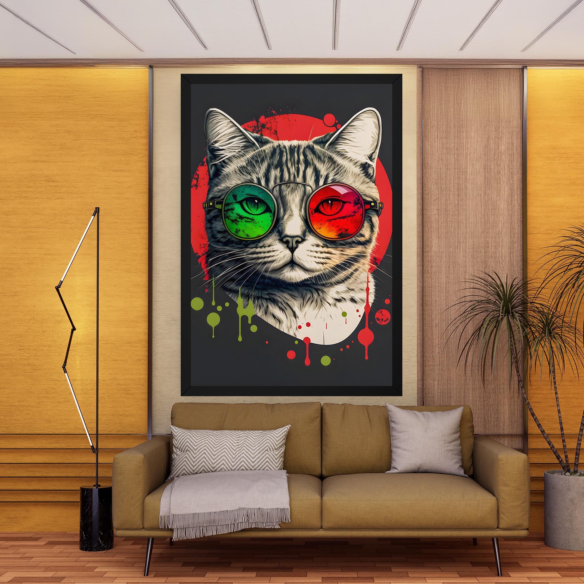 Green Red Glasses Cat mockup 9