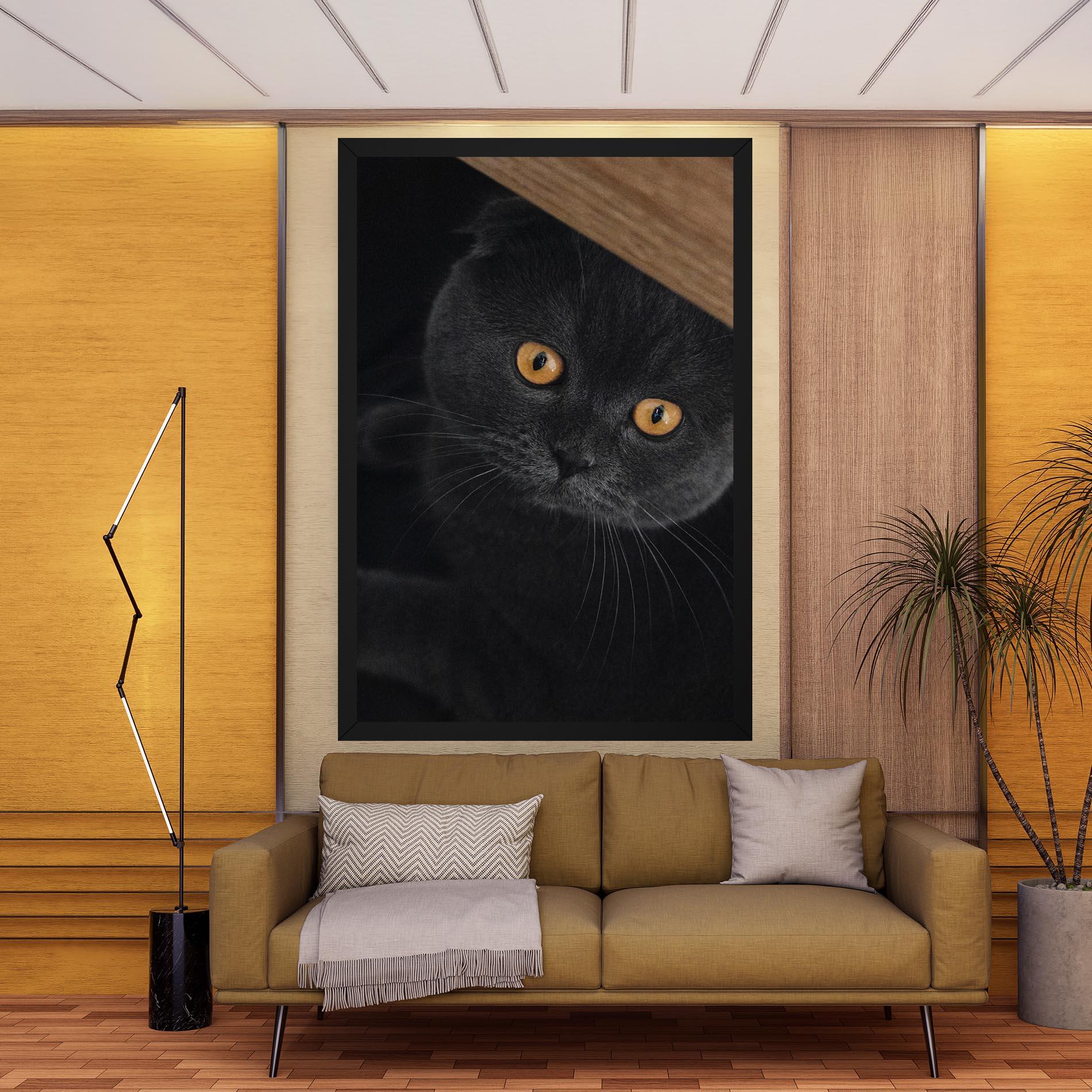 Tablou Canvas Grey Cat With Orange Eyes mockup 9