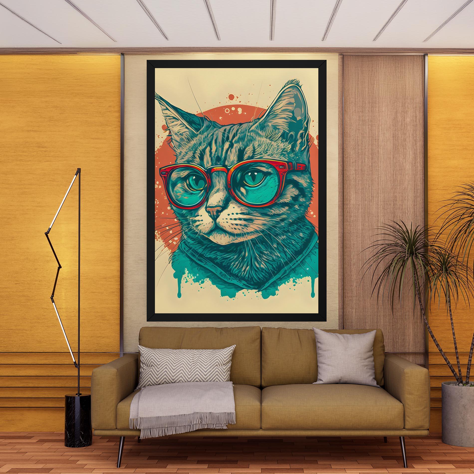 Tablou Canvas Red Glasses Cat mockup 9