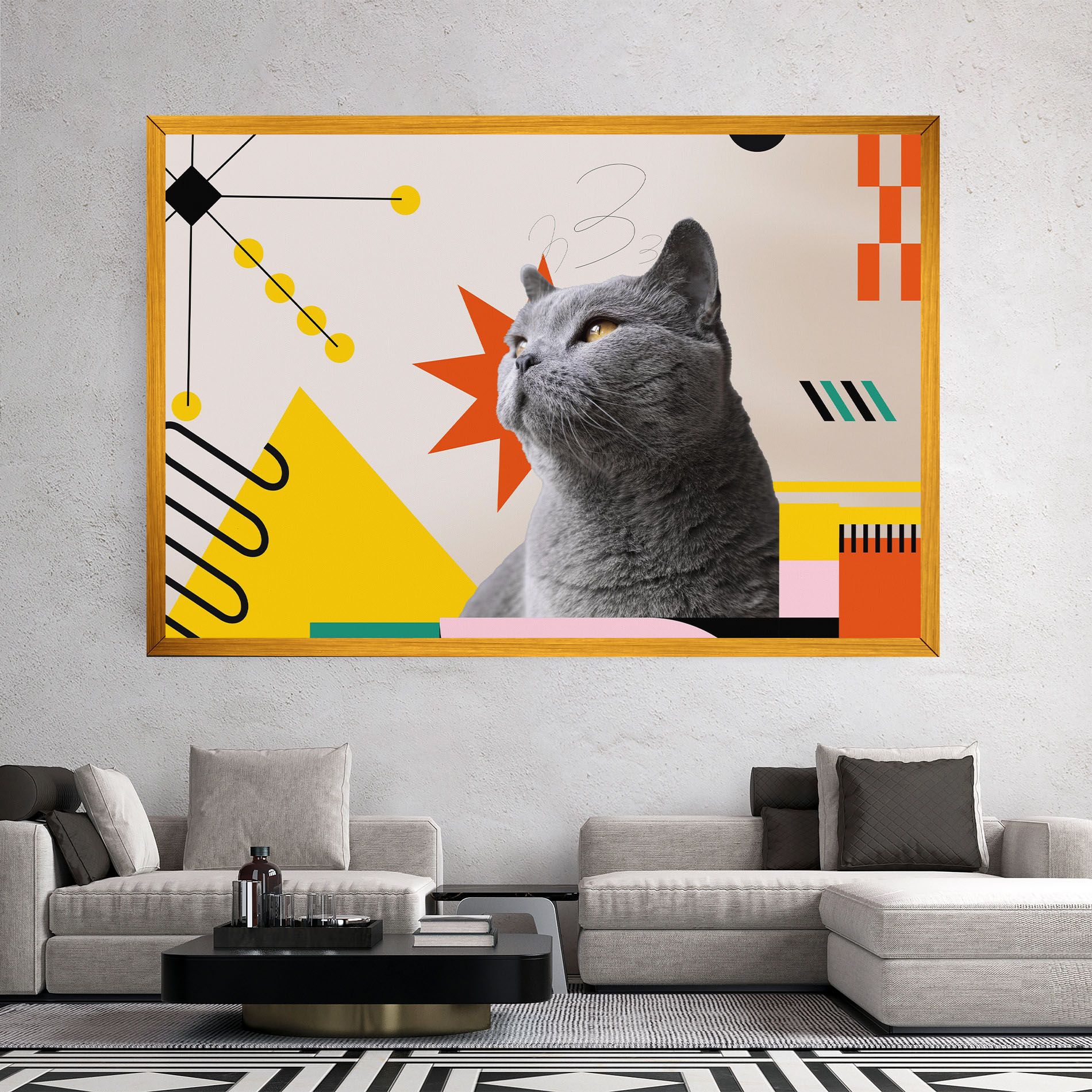 Colorful Graphic Cat mockup 2