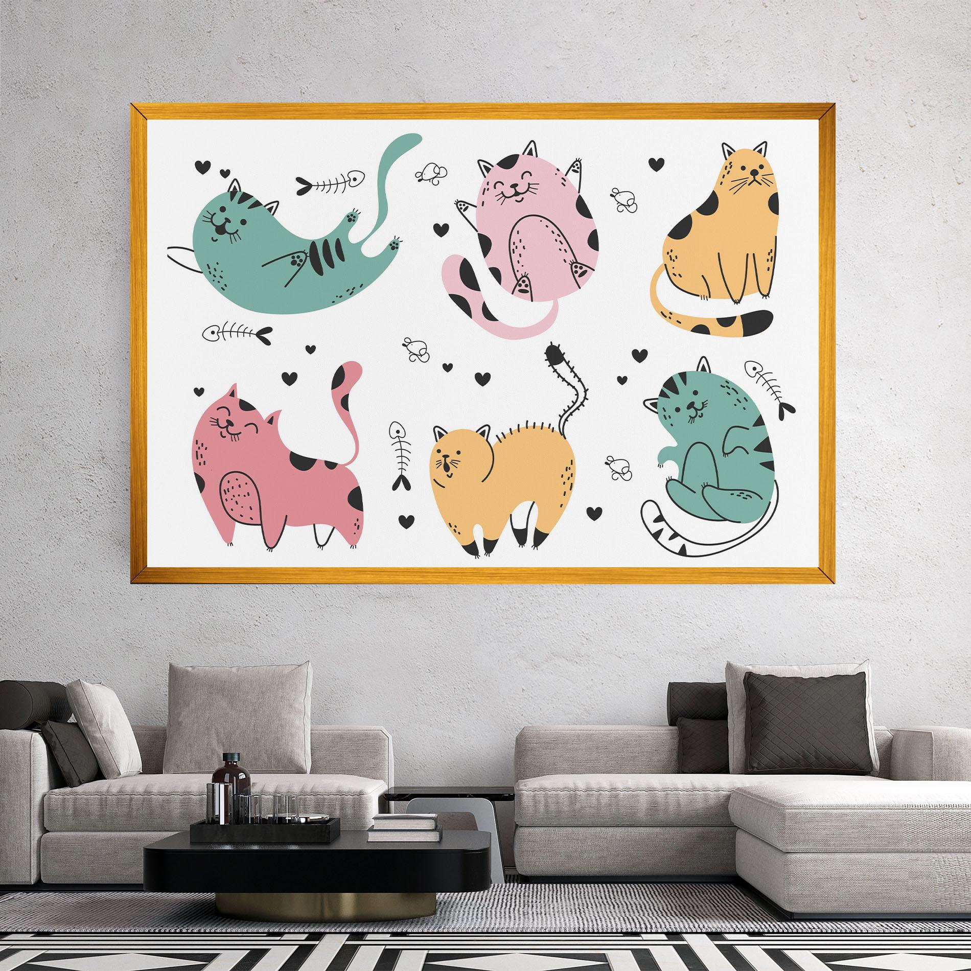 Tablou Canvas Doodle Cat mockup 2