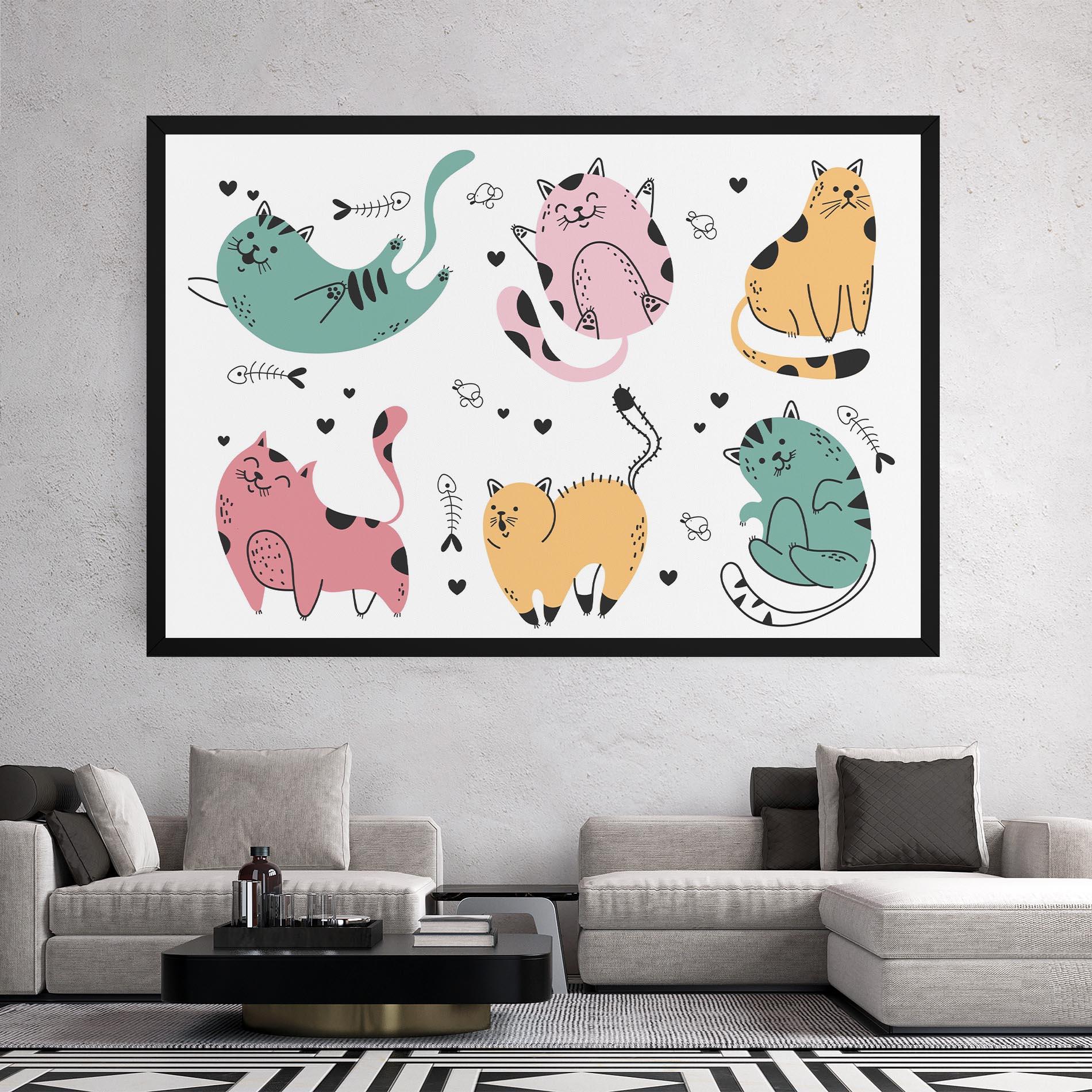 Tablou Canvas Doodle Cat mockup 2