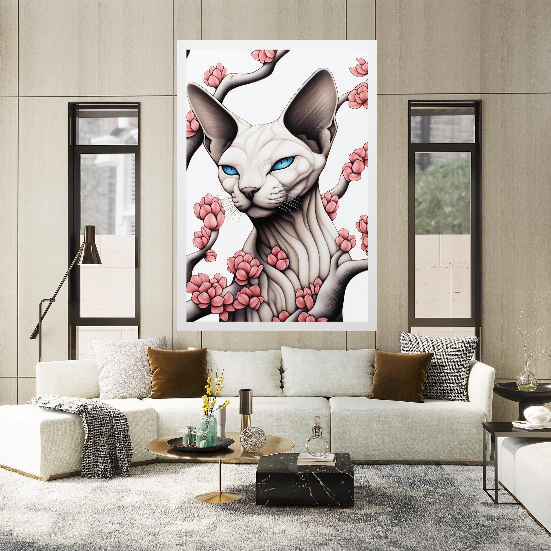 Tablou Canvas Blue Eyes Cat Drawing mockup 2