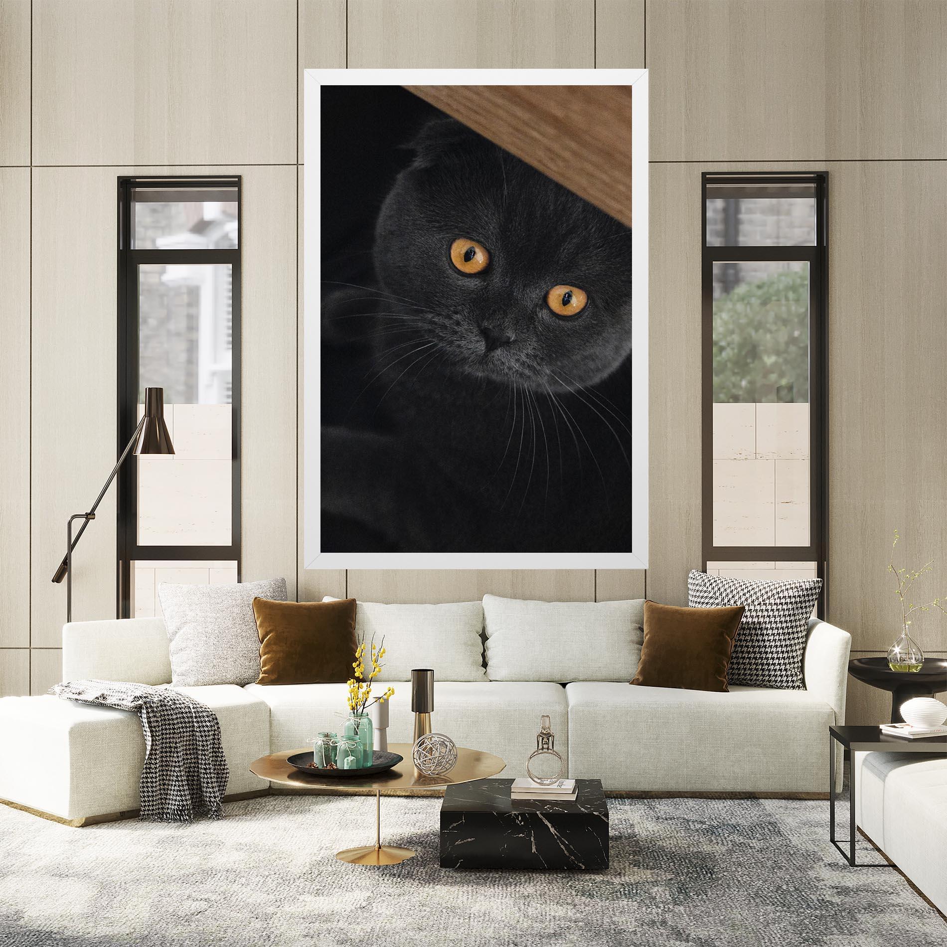 Tablou Canvas Grey Cat With Orange Eyes mockup 2