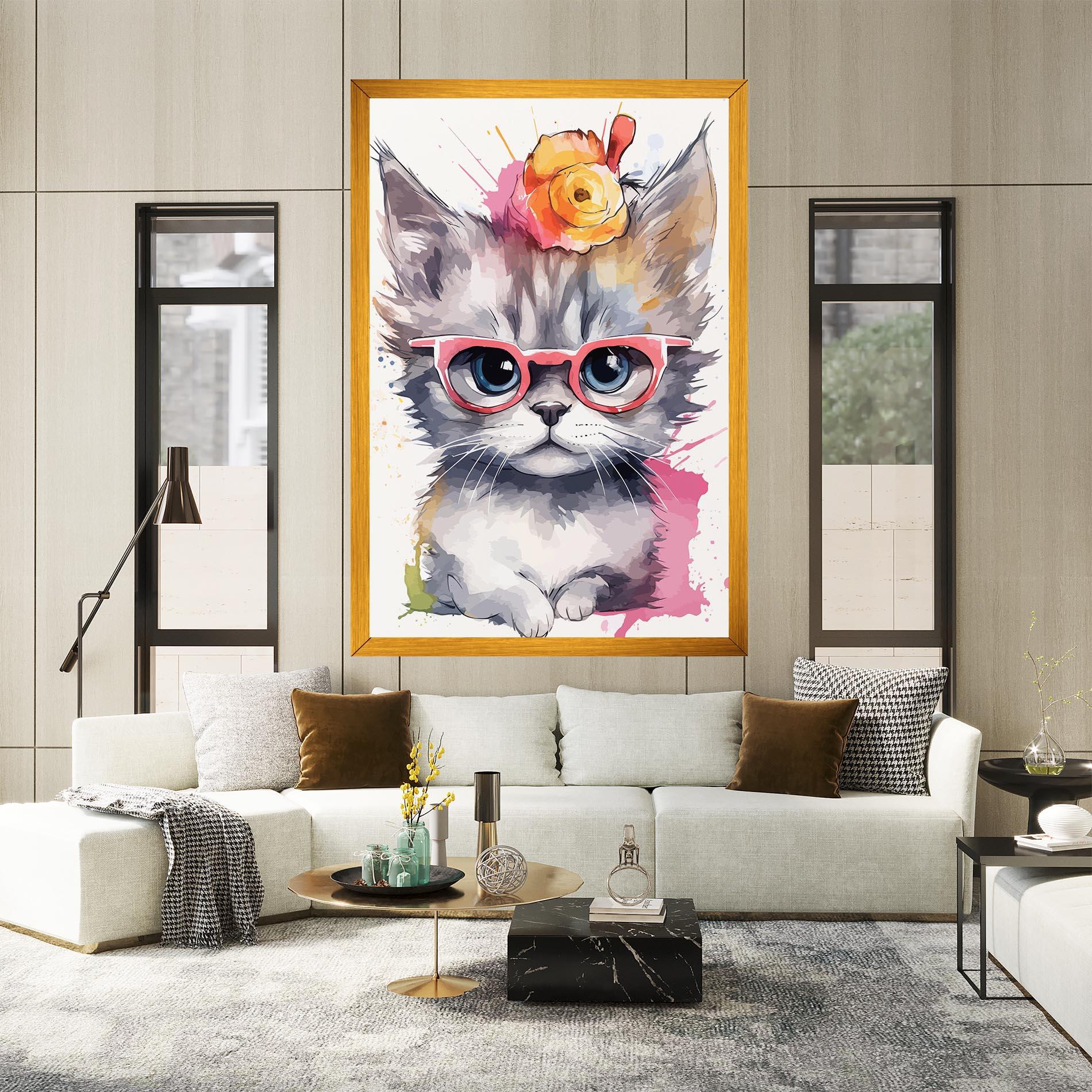 Tablou Canvas Adorable Grey Cat mockup 2