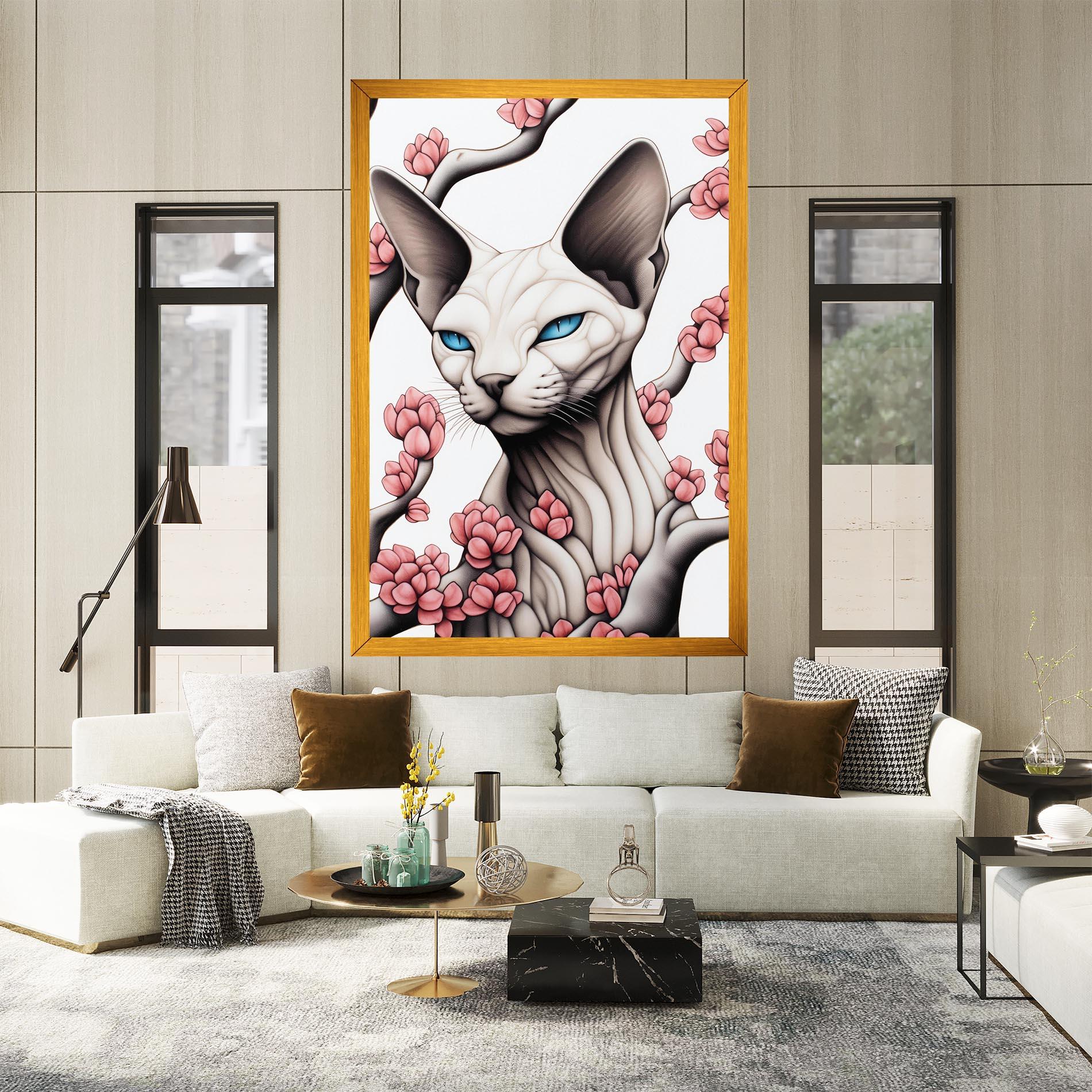 Tablou Canvas Blue Eyes Cat Drawing mockup 2