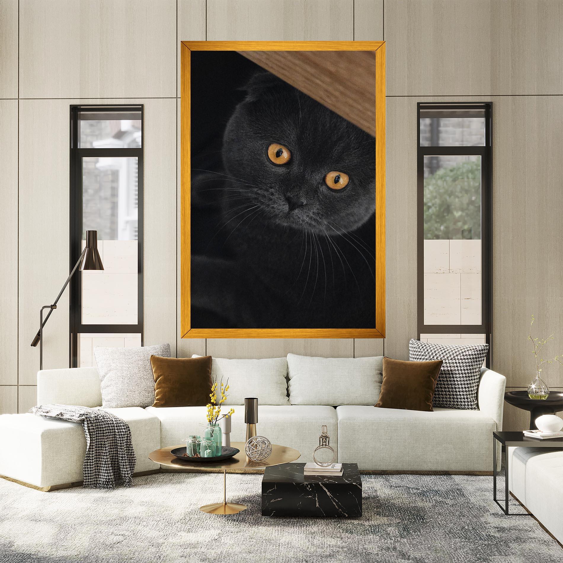 Tablou Canvas Grey Cat With Orange Eyes mockup 2