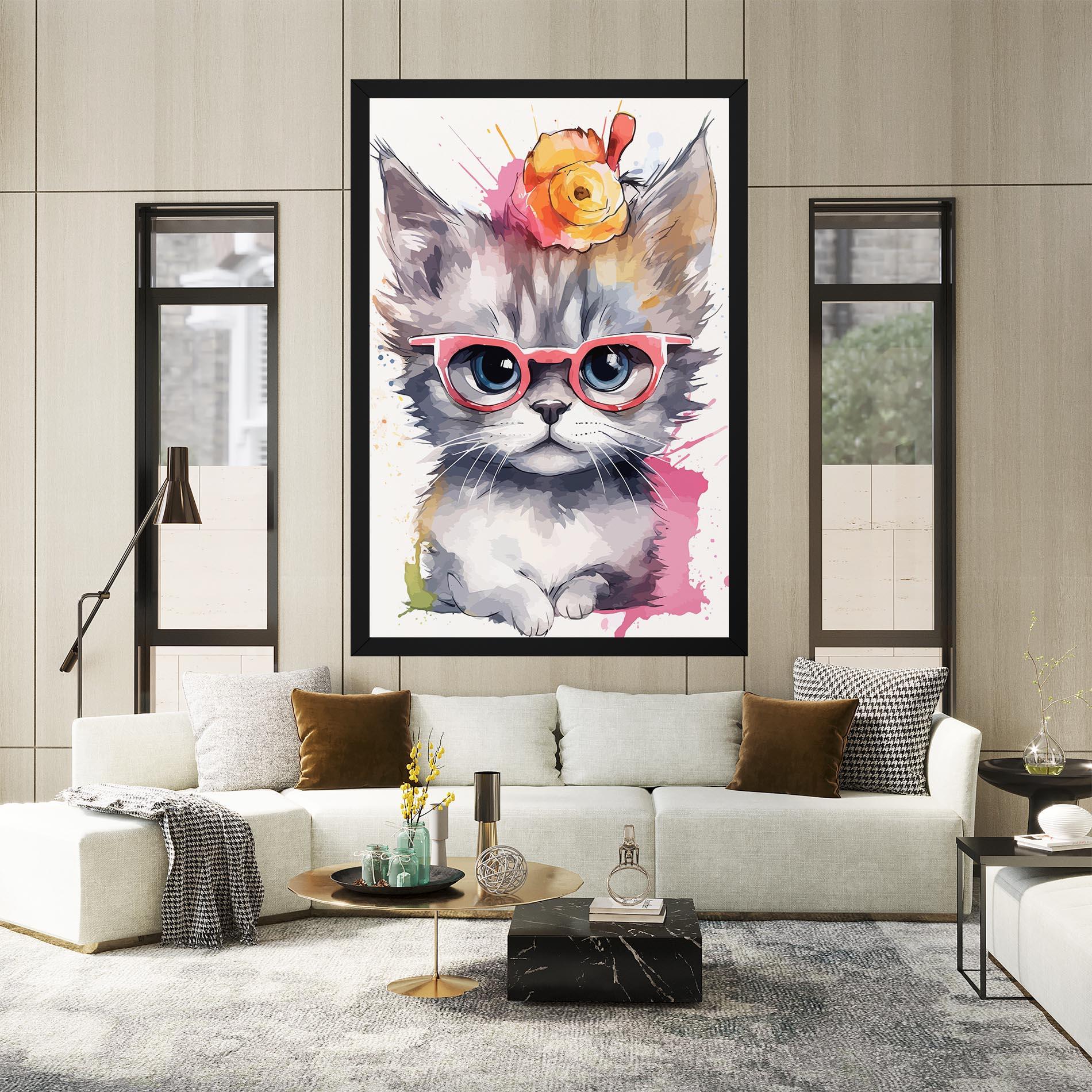 Tablou Canvas Adorable Grey Cat mockup 2