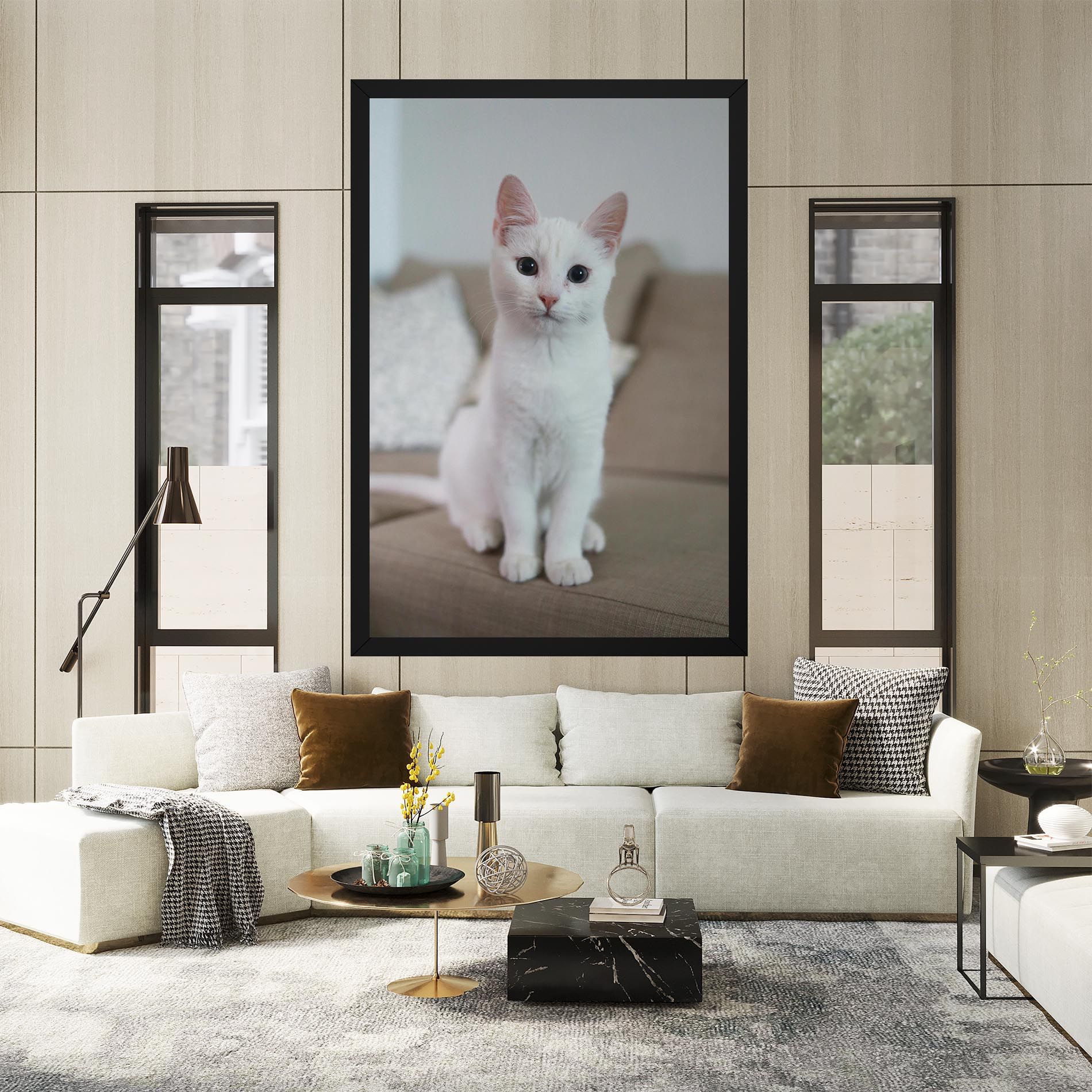 Beautiful White Cat mockup 2