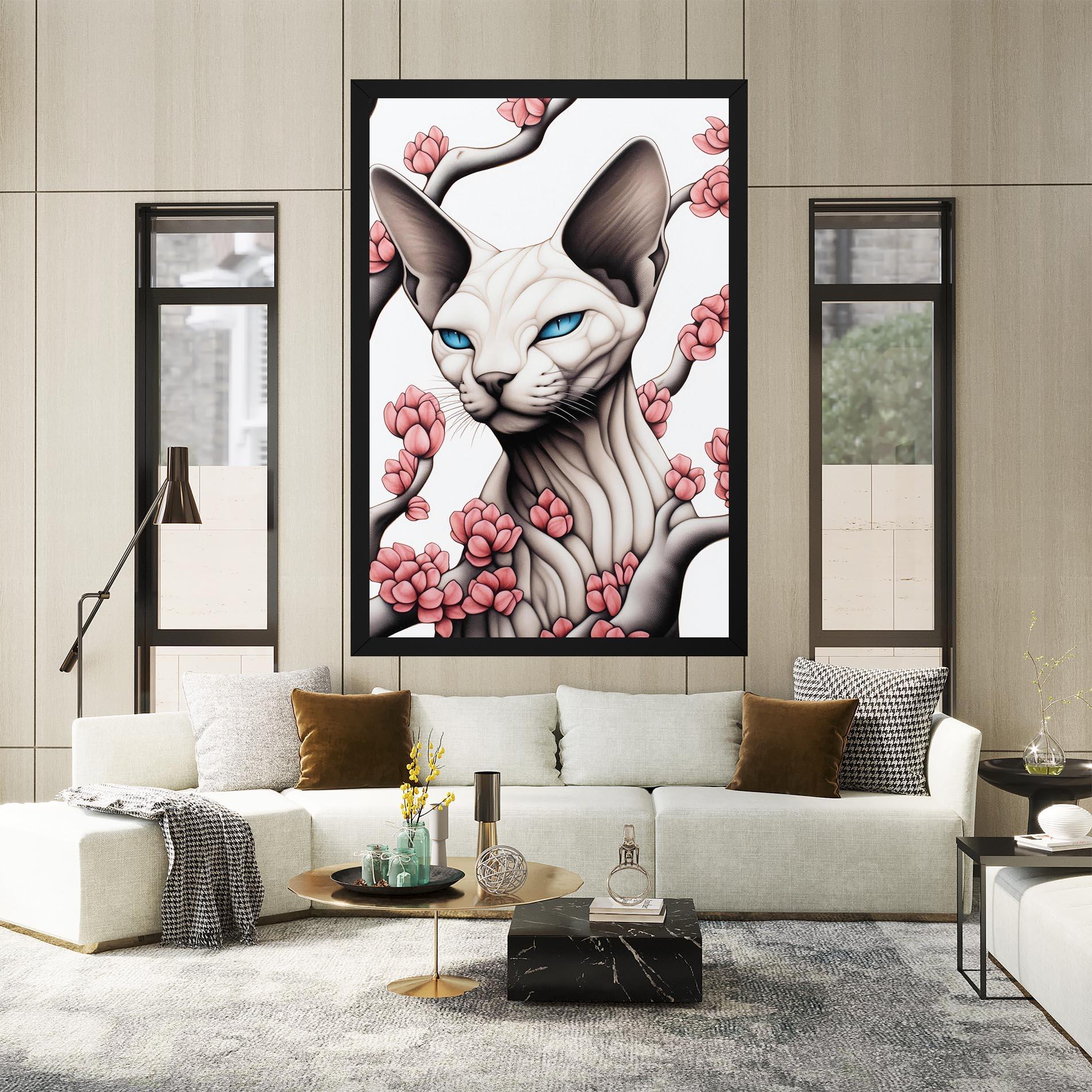 Tablou Canvas Blue Eyes Cat Drawing mockup 2