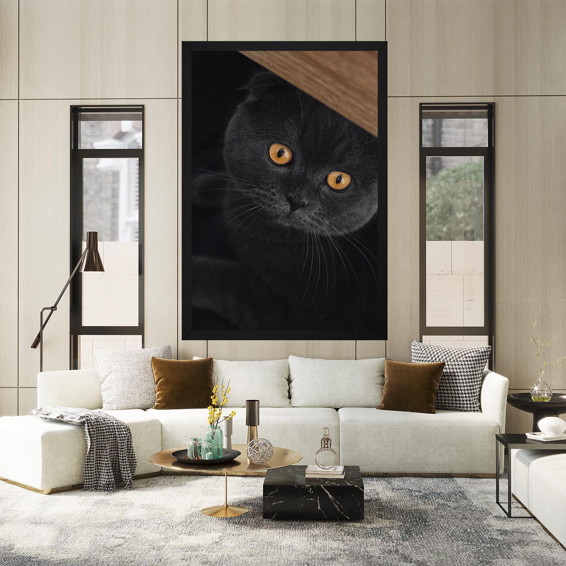 Tablou Canvas Grey Cat With Orange Eyes mockup 2