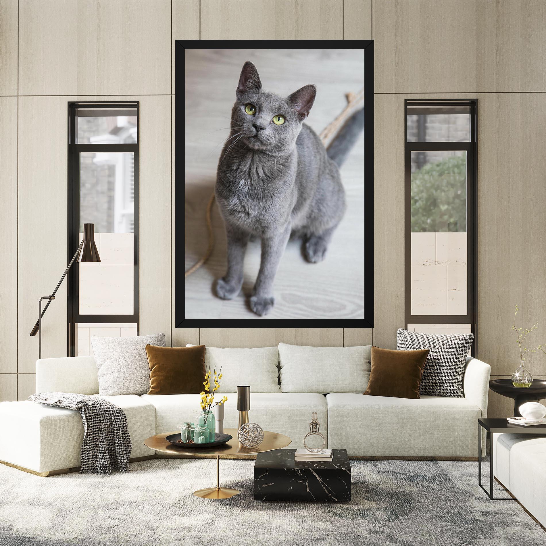 Tablou Canvas Grey Green Cat Eyes mockup 2