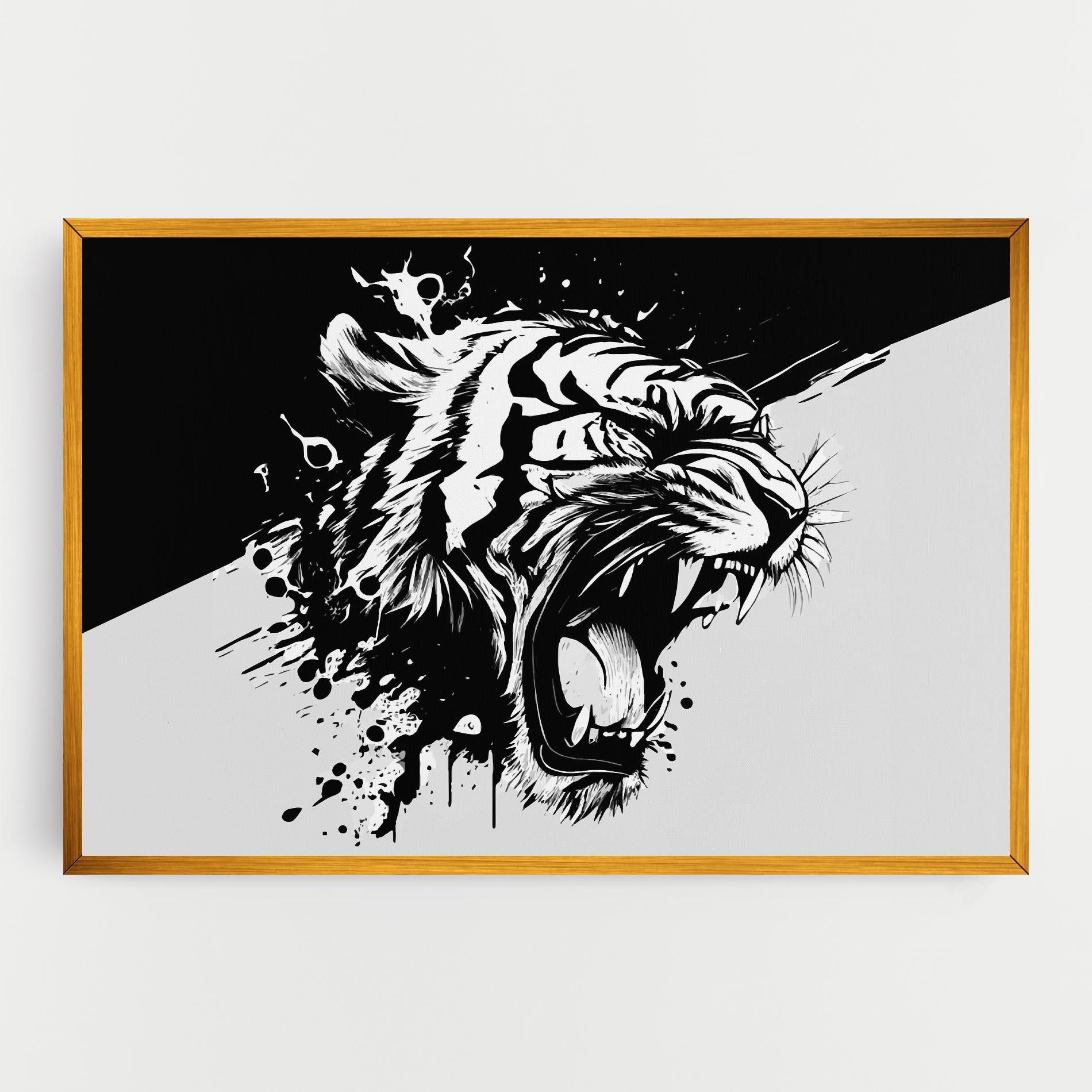 Tablou Canvas Black Grey Tiger mockup 0