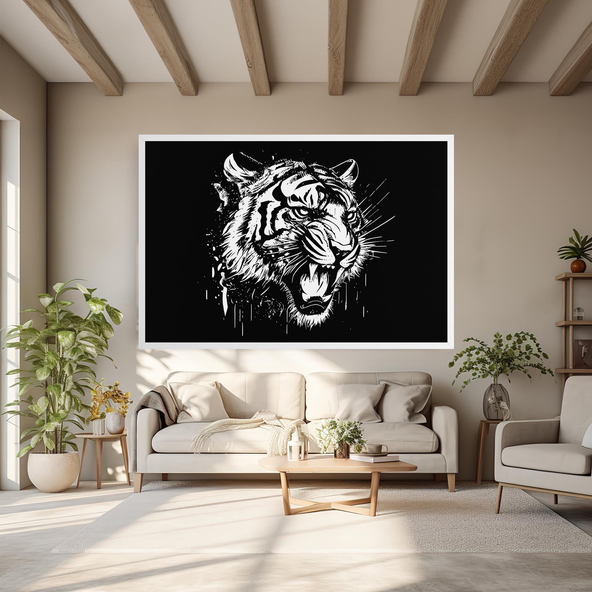 Tablou Canvas Angry Tiger Head mockup 6