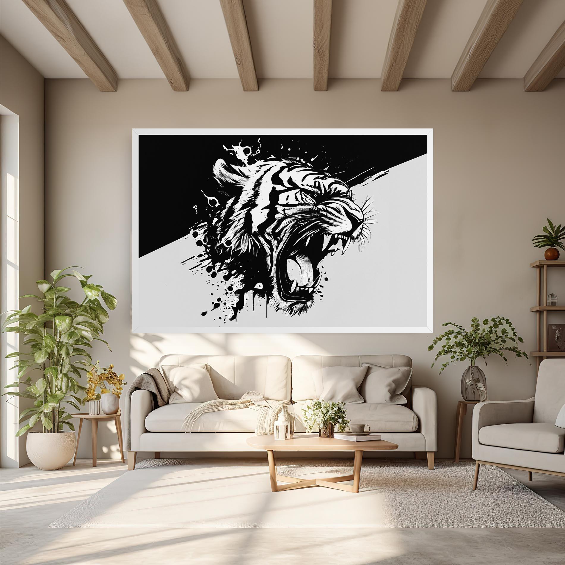 Tablou Canvas Black Grey Tiger mockup 6