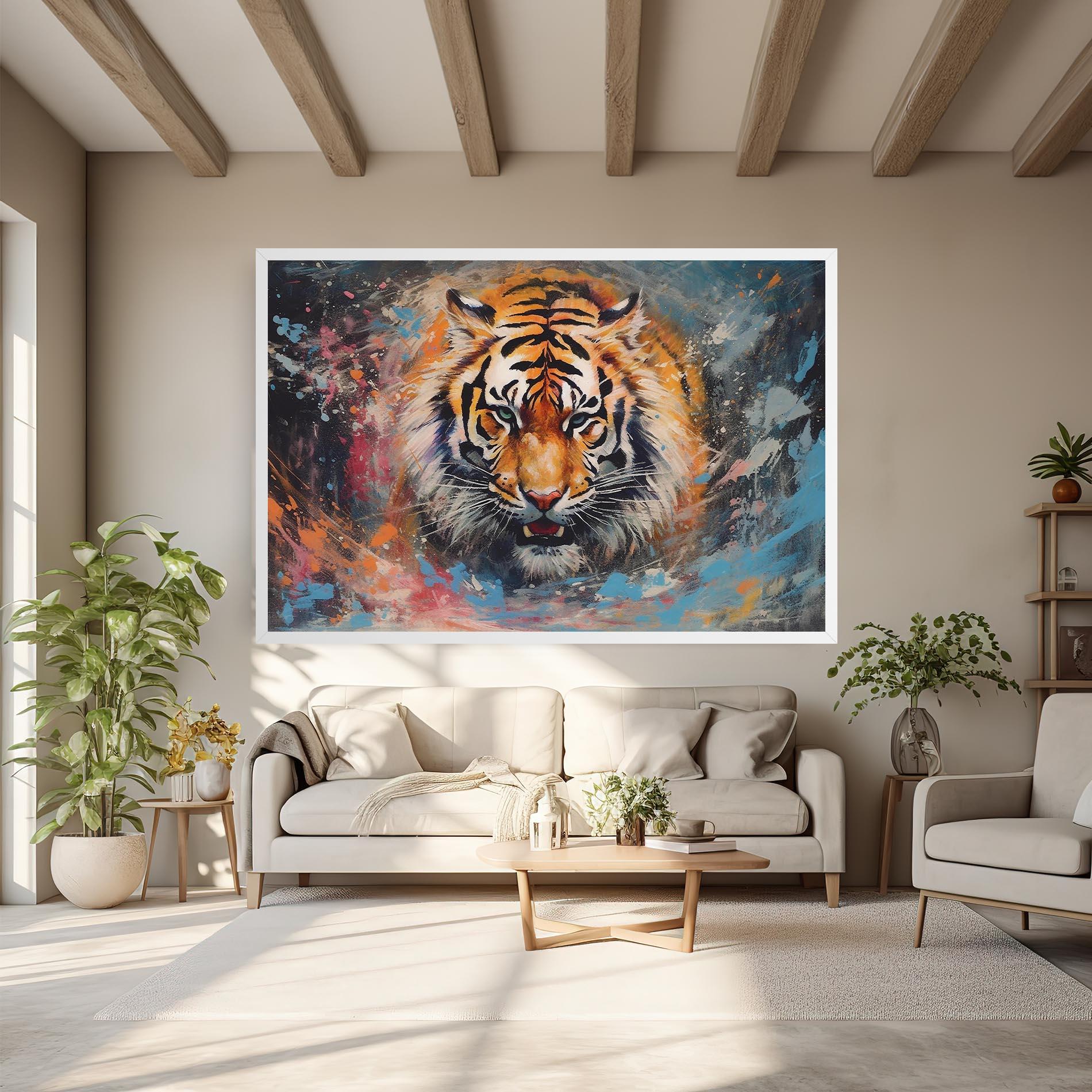 Tablou Canvas Orange Tiger Painting mockup 6